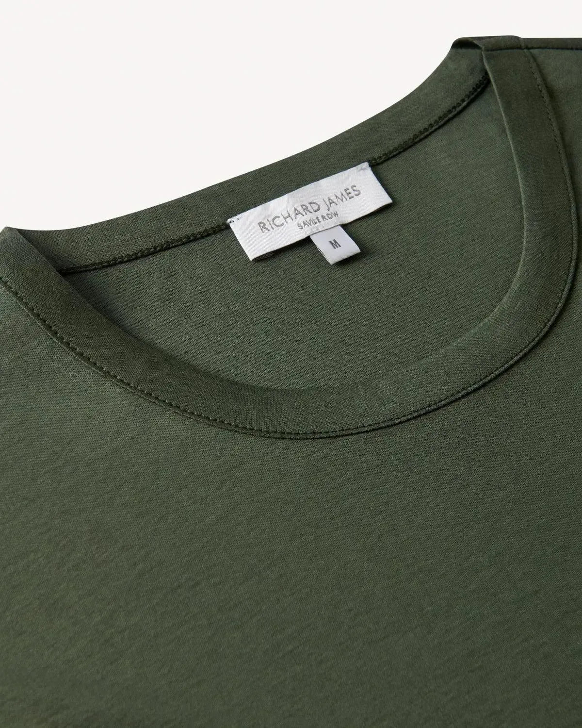 Richard James Mercerised Cotton T-Shirt Olive-MALFORD OF LONDON SAVILE ROW MENSWEAR OUTLET