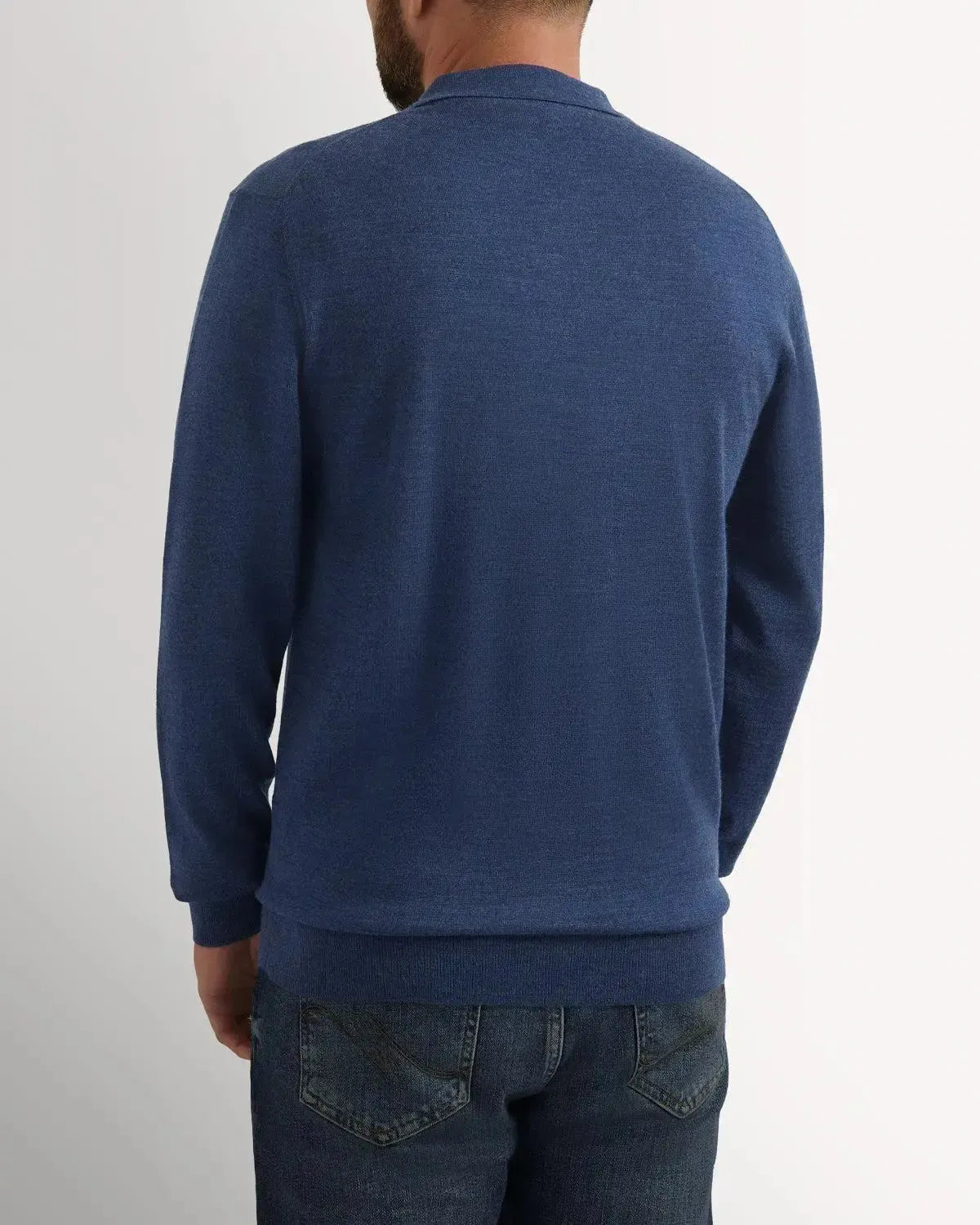 Richard James Merino Wool Collared Knit Indigo-MALFORD OF LONDON SAVILE ROW MENSWEAR OUTLET
