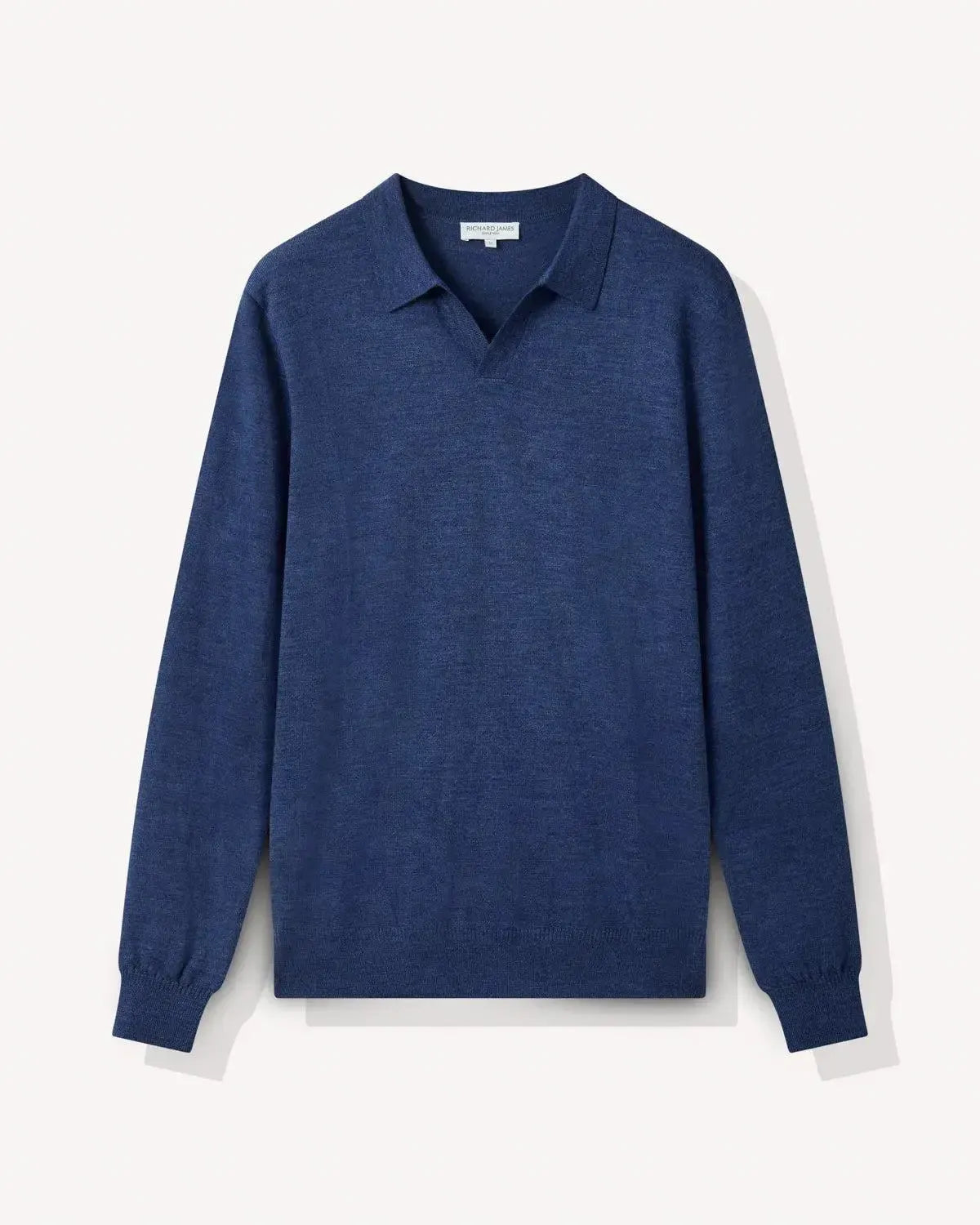 Richard James Merino Wool Collared Knit Indigo-MALFORD OF LONDON SAVILE ROW MENSWEAR OUTLET