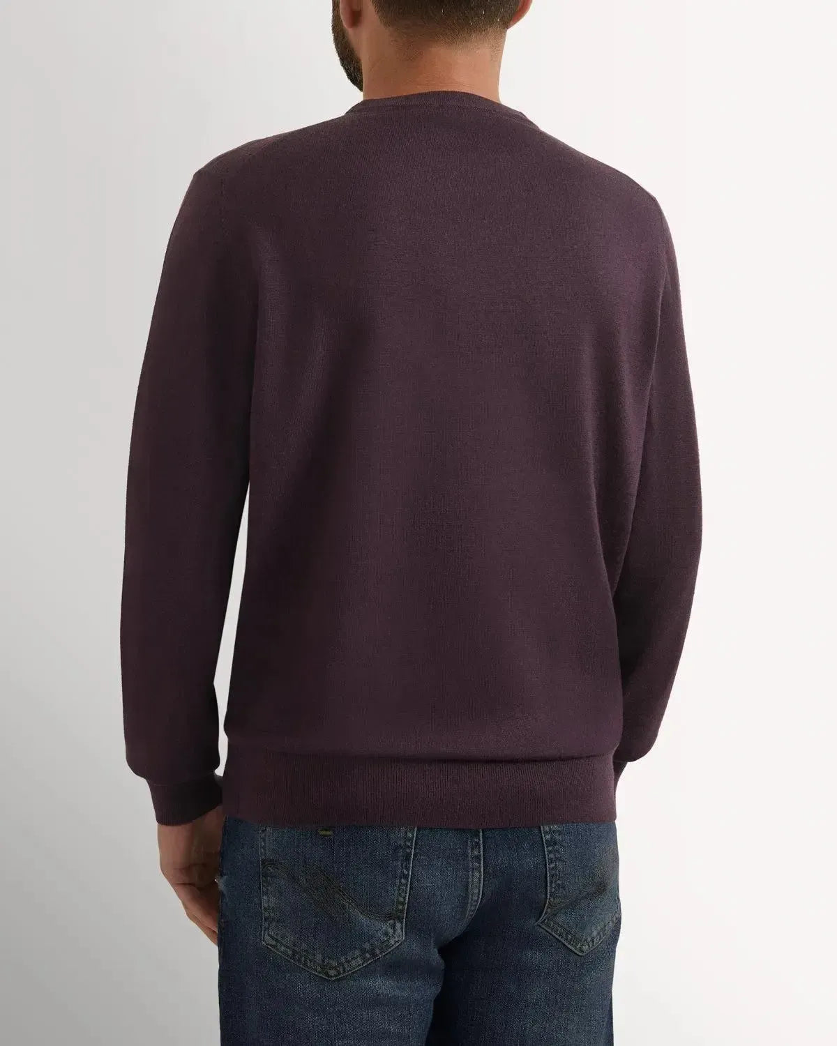 Richard James Merino Wool Crew Neck Knit Plum-MALFORD OF LONDON SAVILE ROW MENSWEAR OUTLET