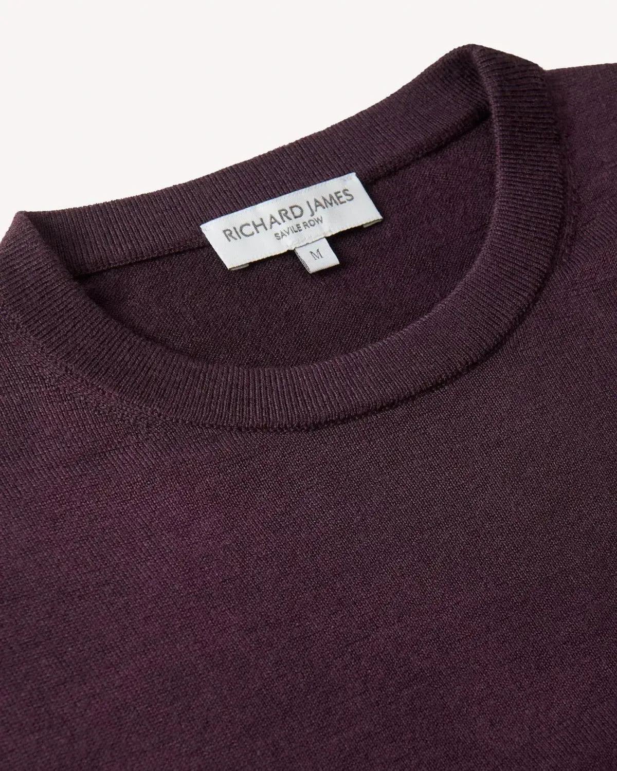 Richard James Merino Wool Crew Neck Knit Plum-MALFORD OF LONDON SAVILE ROW MENSWEAR OUTLET