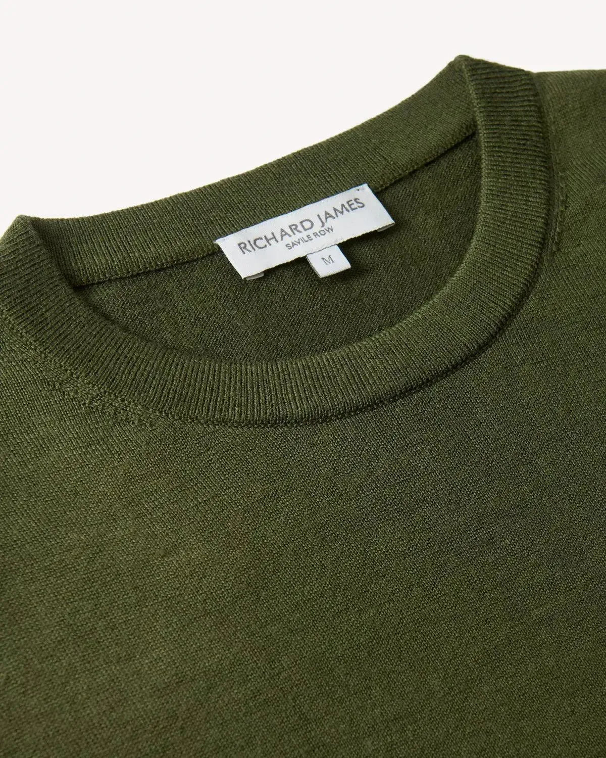Richard James Merino Wool Crew Neck Knit Sage-MALFORD OF LONDON SAVILE ROW MENSWEAR OUTLET