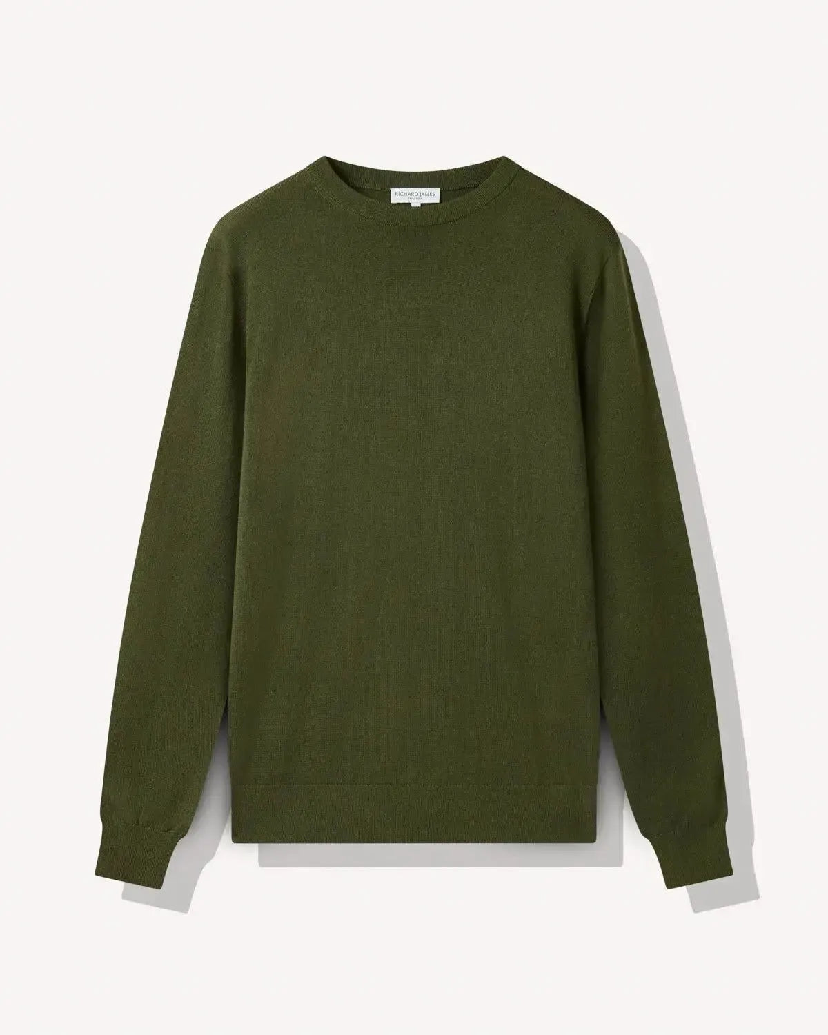 Richard James Merino Wool Crew Neck Knit Sage-MALFORD OF LONDON SAVILE ROW MENSWEAR OUTLET