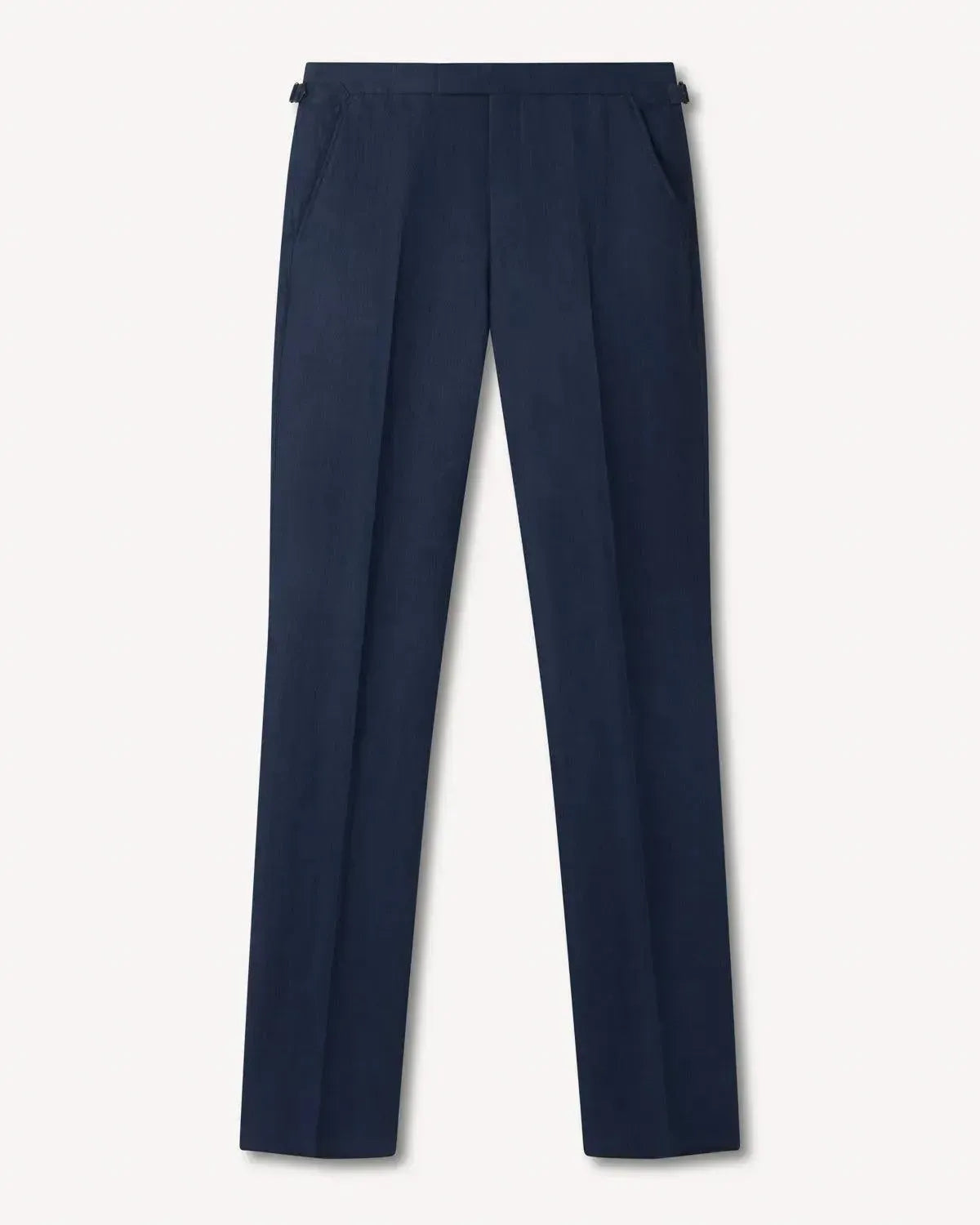 Richard James Navy Linen Trousers-MALFORD OF LONDON SAVILE ROW MENSWEAR OUTLET