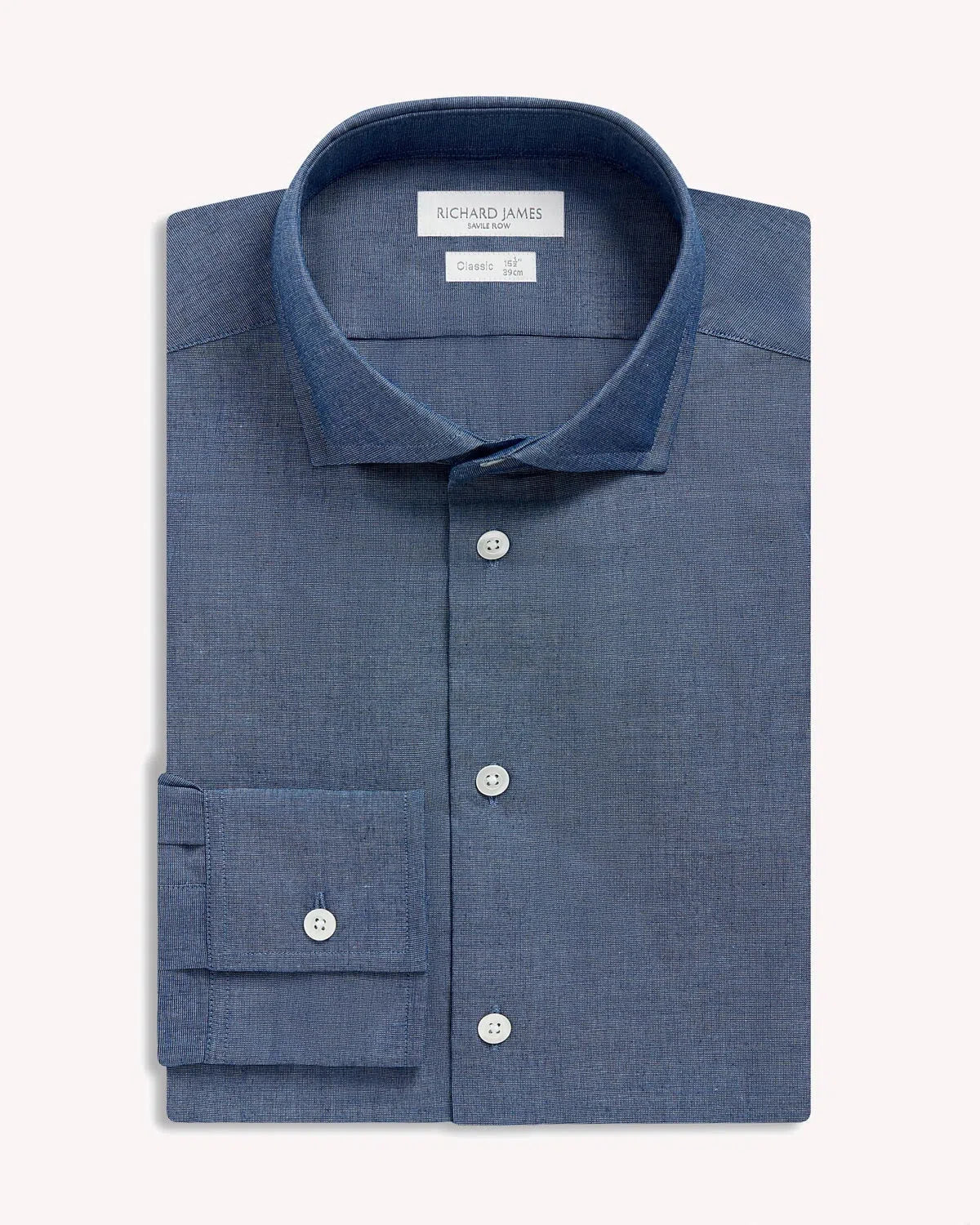 Richard James Poplin Shirt Blue-MALFORD OF LONDON SAVILE ROW MENSWEAR OUTLET