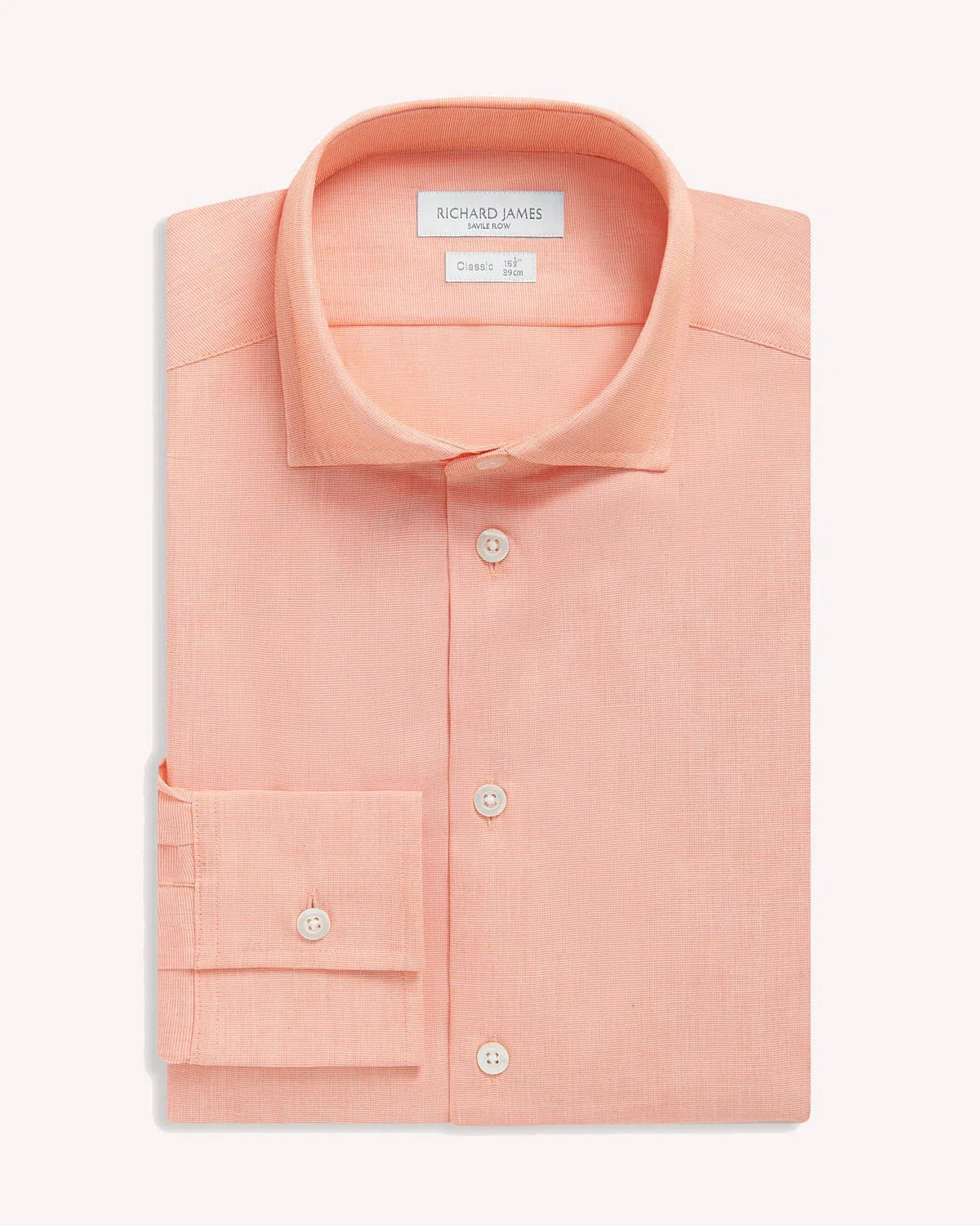 Richard James Poplin Shirt Peach-MALFORD OF LONDON SAVILE ROW MENSWEAR OUTLET