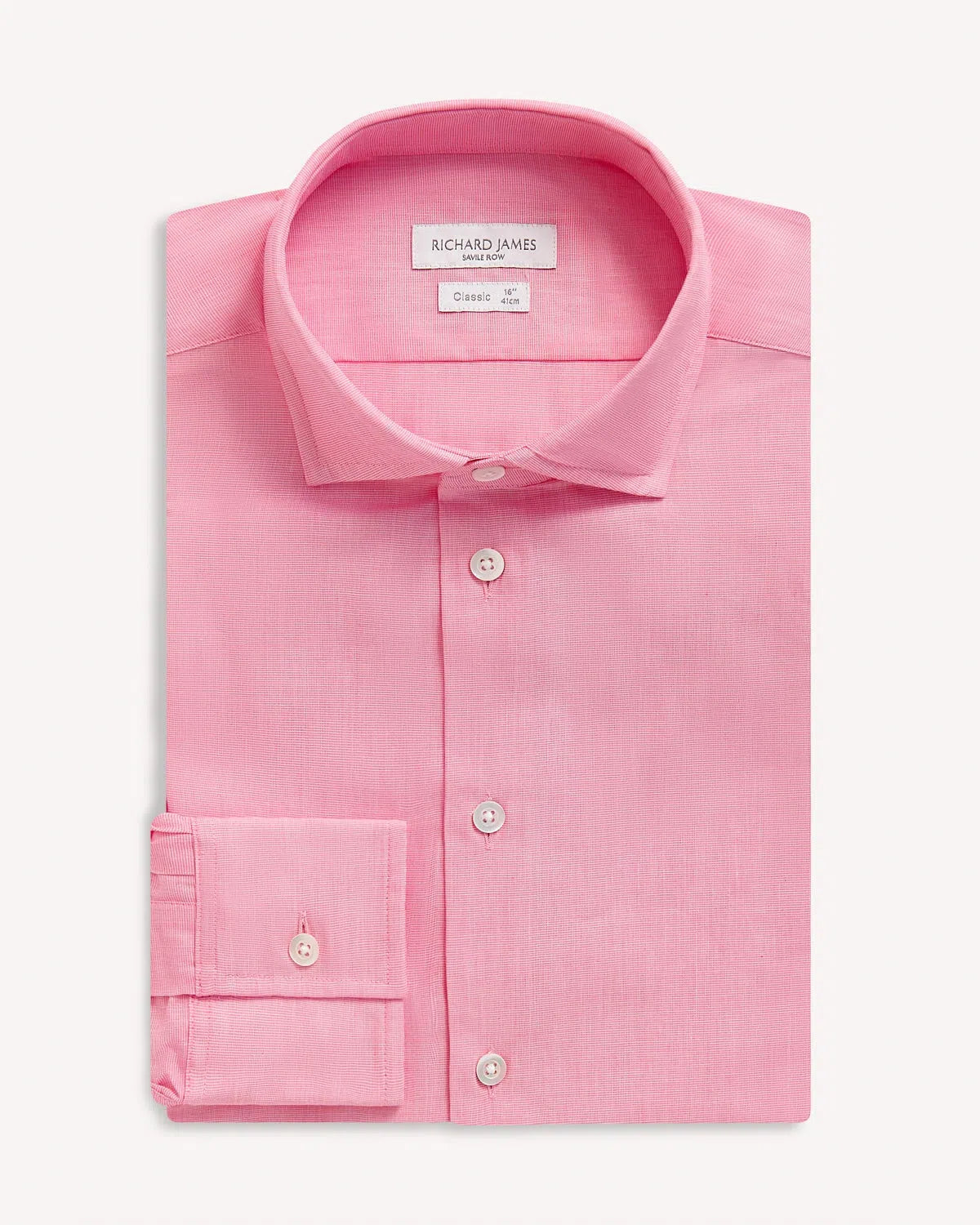 Richard James Poplin Shirt Pink-MALFORD OF LONDON SAVILE ROW MENSWEAR OUTLET