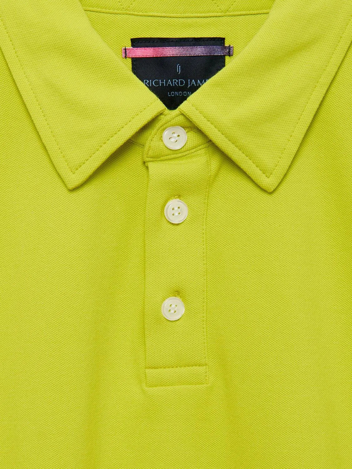 Richard James S/S 3 Button Polo - Bright Lime-MALFORD OF LONDON SAVILE ROW MENSWEAR OUTLET