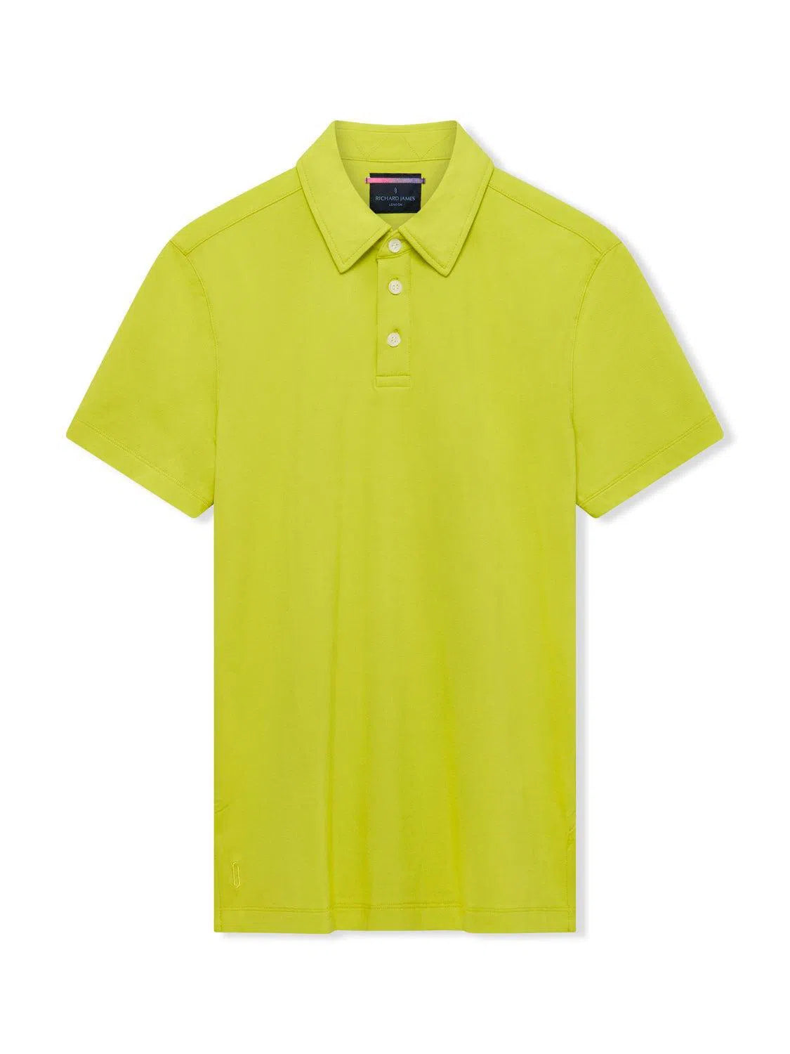 Richard James S/S 3 Button Polo - Bright Lime-MALFORD OF LONDON SAVILE ROW MENSWEAR OUTLET