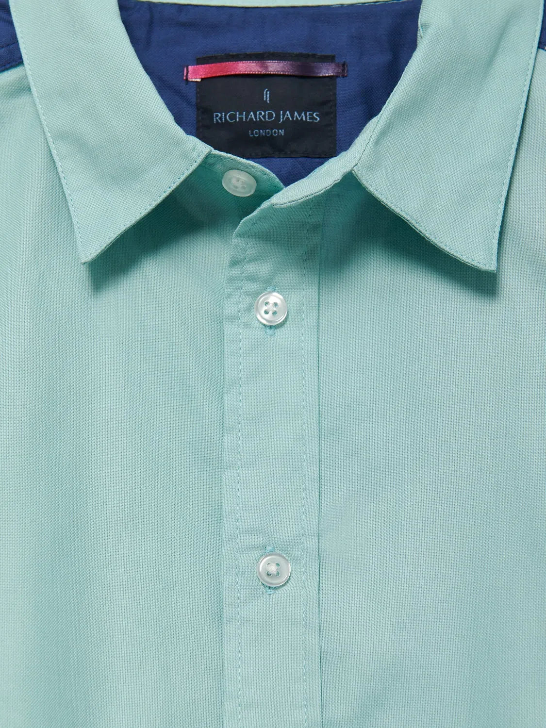 Richard James S/S Colour Block Shirt - Aqua/Blue-MALFORD OF LONDON SAVILE ROW MENSWEAR OUTLET