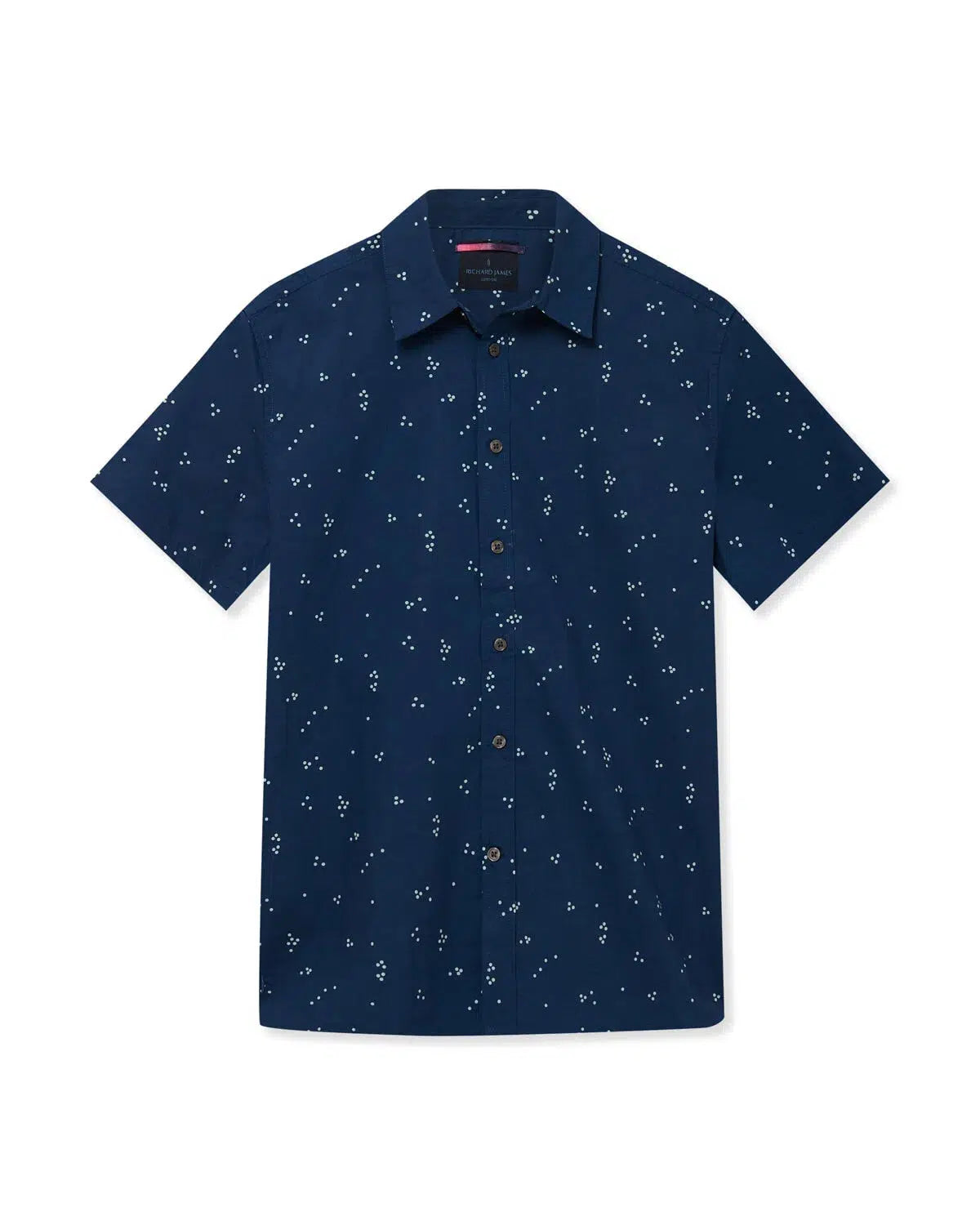 Richard James S/S Random Dot Shirt - Navy/White-MALFORD OF LONDON SAVILE ROW MENSWEAR OUTLET