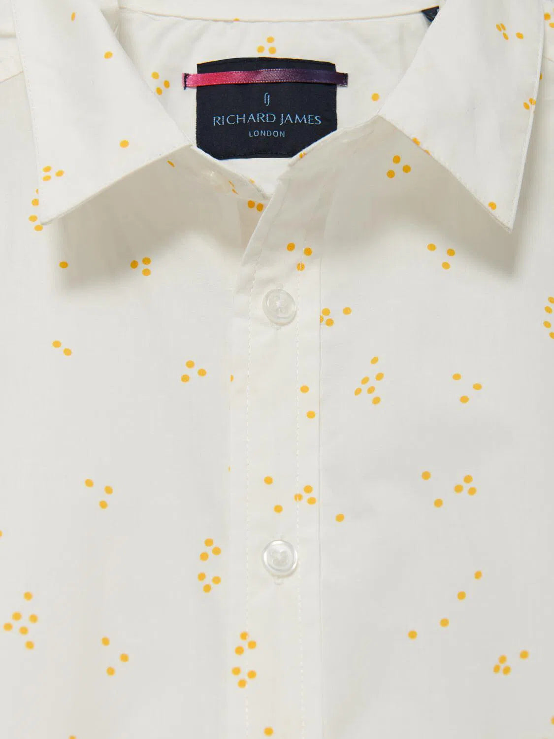 Richard James S/S Random Dot Shirt - White/Egg-MALFORD OF LONDON SAVILE ROW MENSWEAR OUTLET