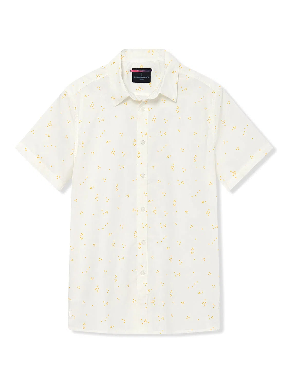 Richard James S/S Random Dot Shirt - White/Egg-MALFORD OF LONDON SAVILE ROW MENSWEAR OUTLET