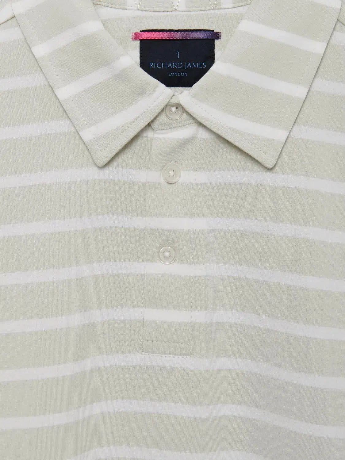 Richard James S/S YD Stripe Polo White/Grey Vaporous Grey-MALFORD OF LONDON SAVILE ROW MENSWEAR OUTLET