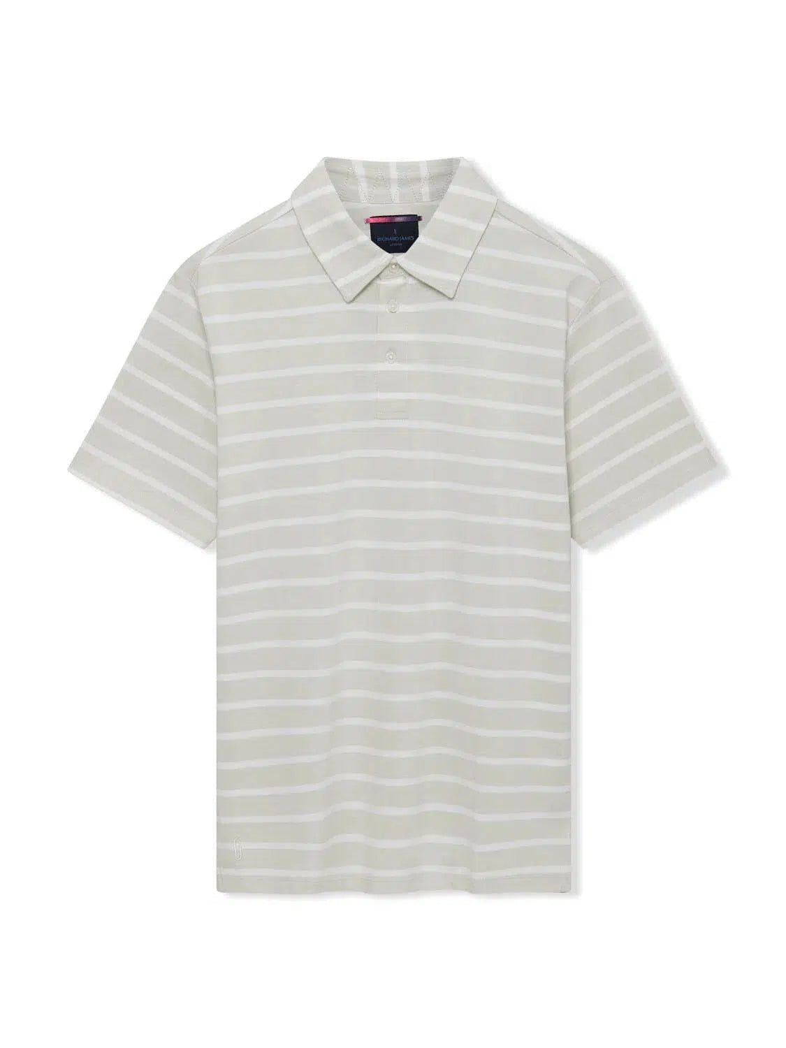 Richard James S/S YD Stripe Polo White/Grey Vaporous Grey-MALFORD OF LONDON SAVILE ROW MENSWEAR OUTLET