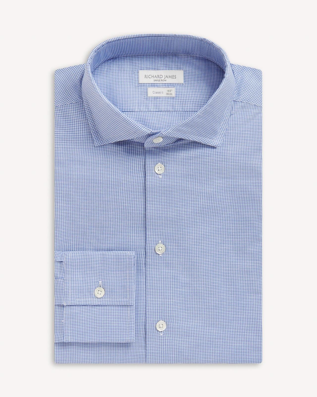 Richard James Sky/White Shirt Cotton-MALFORD OF LONDON SAVILE ROW MENSWEAR OUTLET