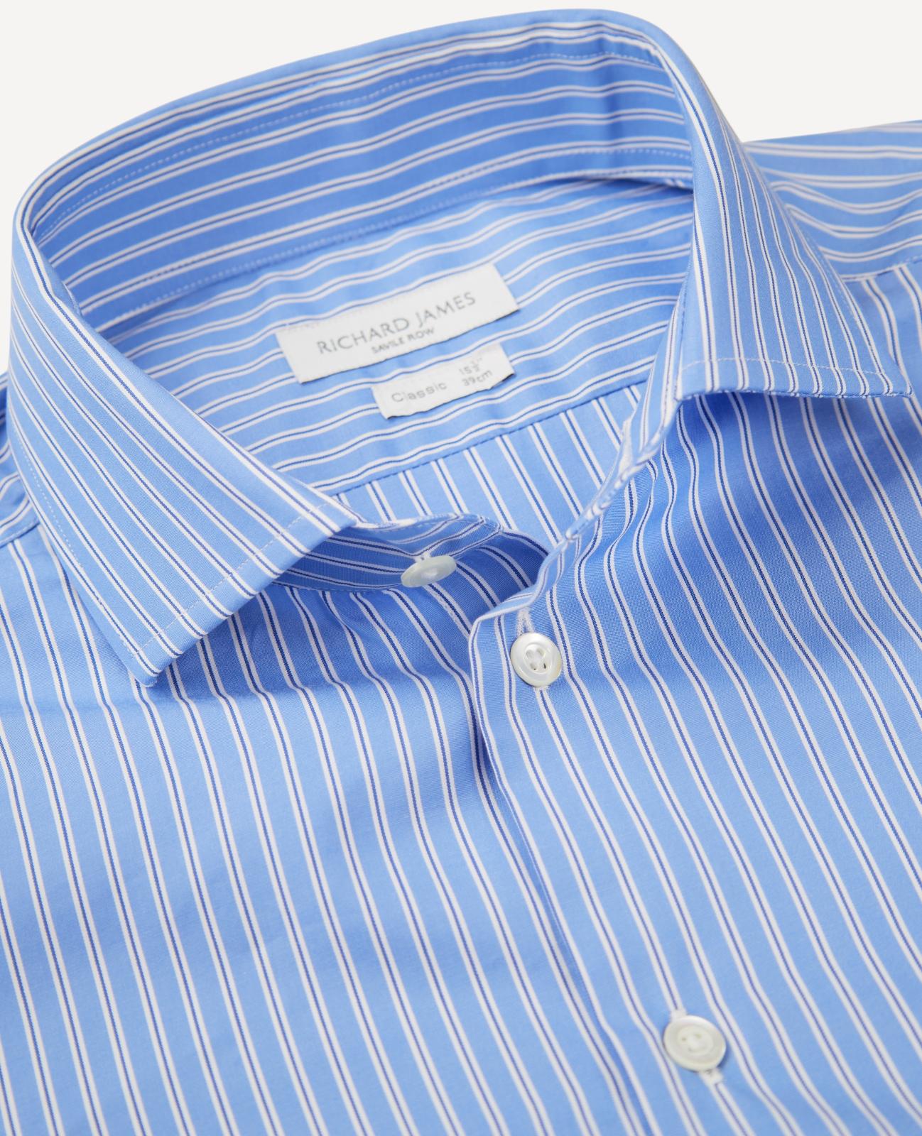 Richard James Tailored Fit Fine City Stripe Shirt Blue-MALFORD OF LONDON SAVILE ROW MENSWEAR OUTLET