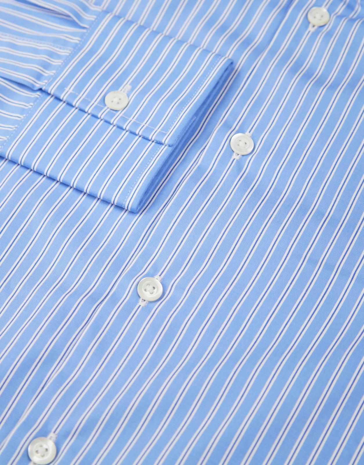 Richard James Tailored Fit Fine City Stripe Shirt Blue-MALFORD OF LONDON SAVILE ROW MENSWEAR OUTLET