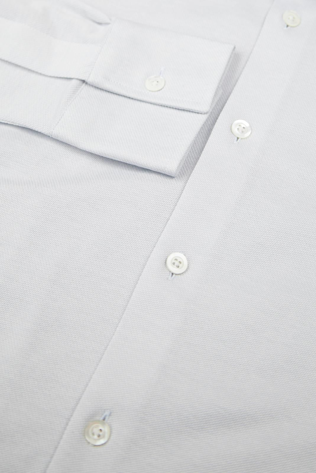 Richard James Tailored Fit Plain Lightweight Textured Shirt Light Grey-MALFORD OF LONDON SAVILE ROW MENSWEAR OUTLET