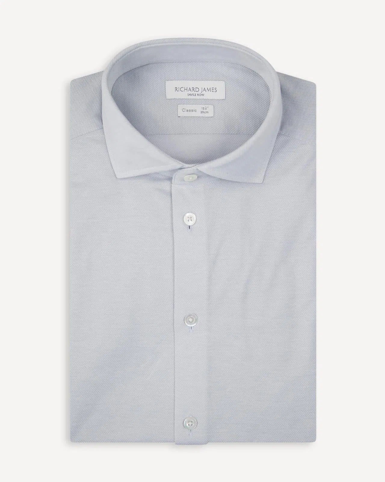 Richard James Tailored Fit Plain Lightweight Textured Shirt Light Grey-MALFORD OF LONDON SAVILE ROW MENSWEAR OUTLET