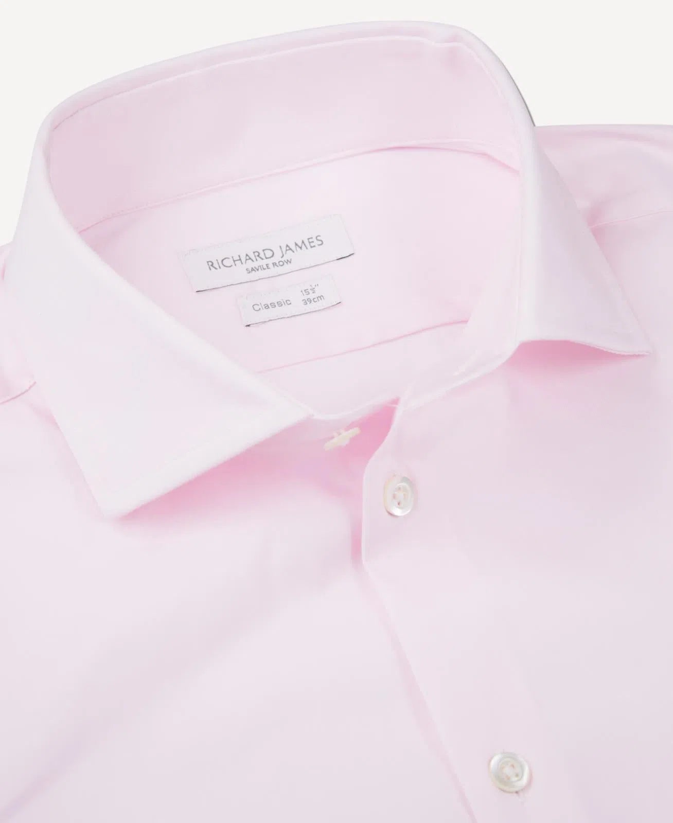 Richard James Tailored Fit Plain Poplin Shirt Pink-MALFORD OF LONDON SAVILE ROW MENSWEAR OUTLET