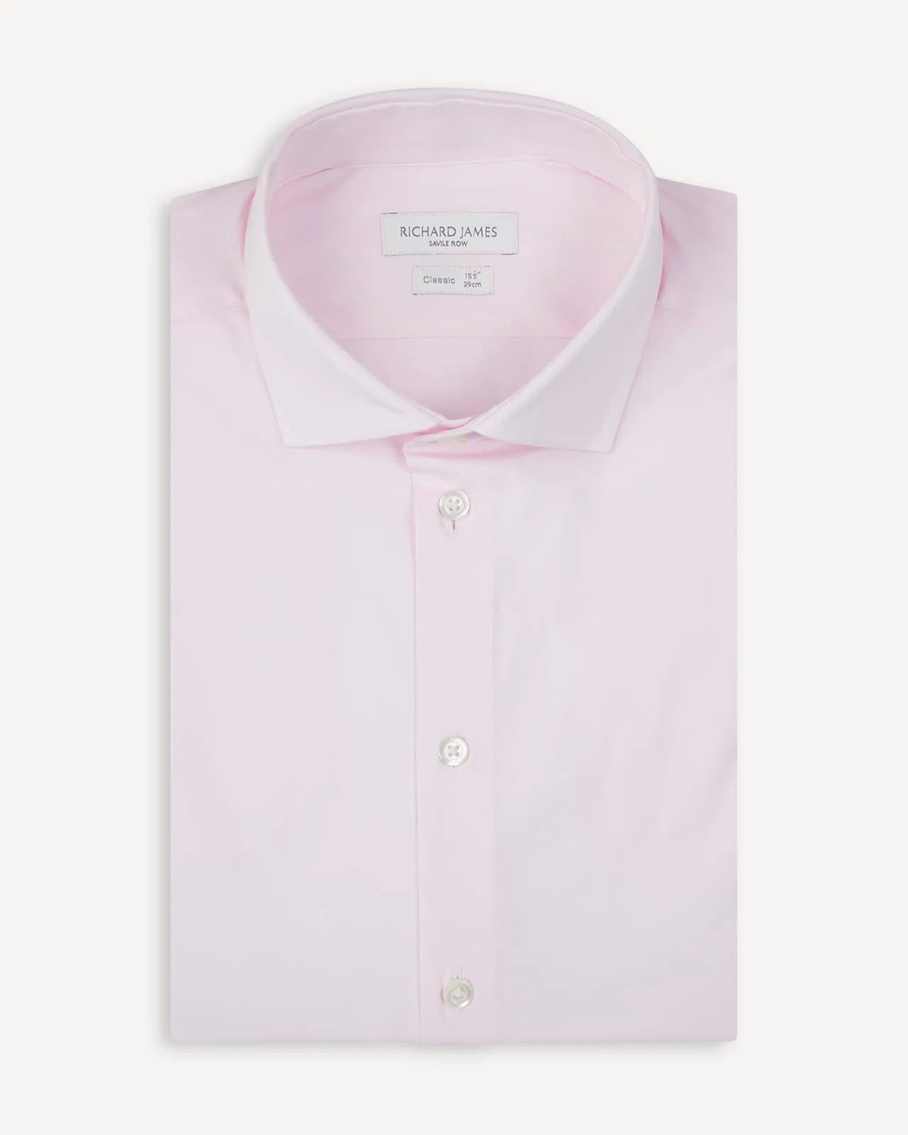 Richard James Tailored Fit Plain Poplin Shirt Pink-MALFORD OF LONDON SAVILE ROW MENSWEAR OUTLET