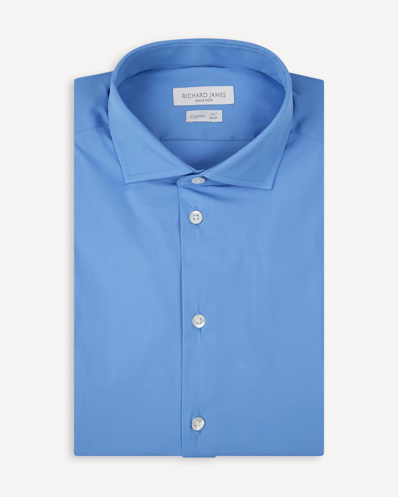 Richard James Tailored Fit Plain Poplin Shirt Royal Blue-MALFORD OF LONDON SAVILE ROW MENSWEAR OUTLET