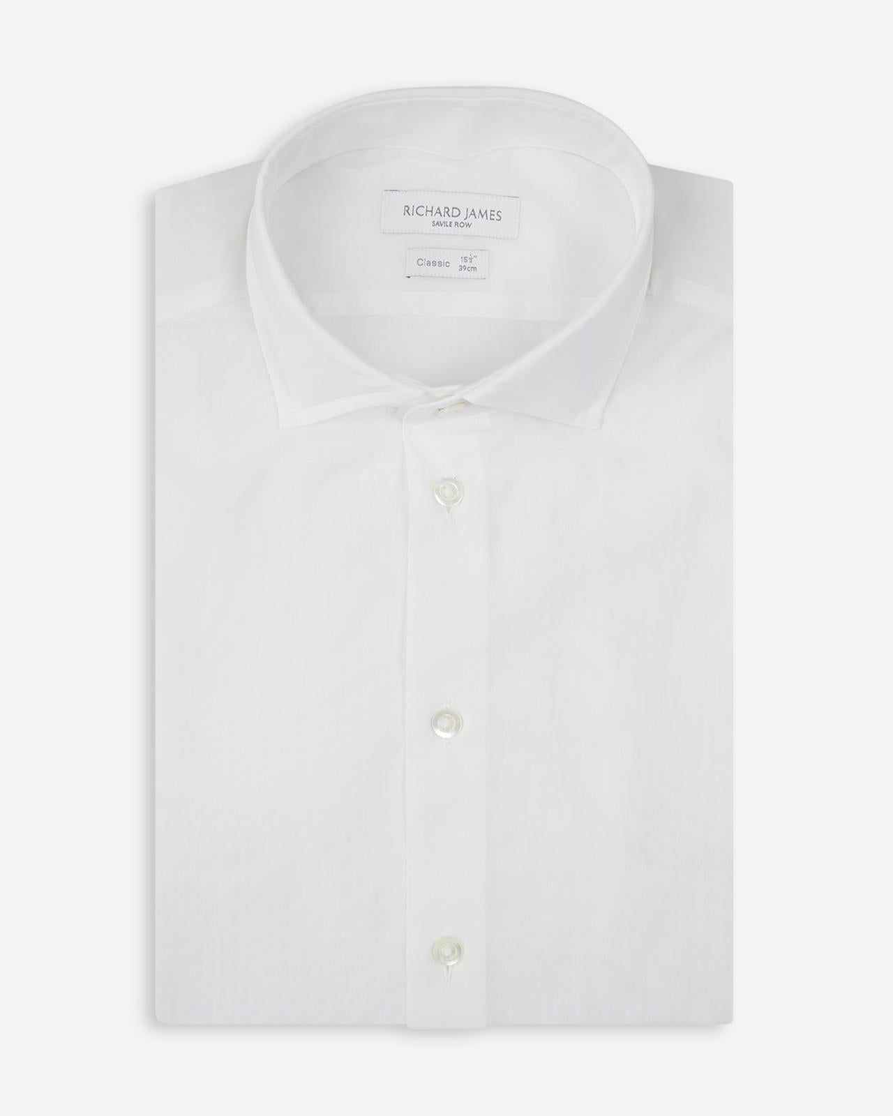 Richard James Tailored Fit Plain Poplin Shirt White-MALFORD OF LONDON SAVILE ROW MENSWEAR OUTLET