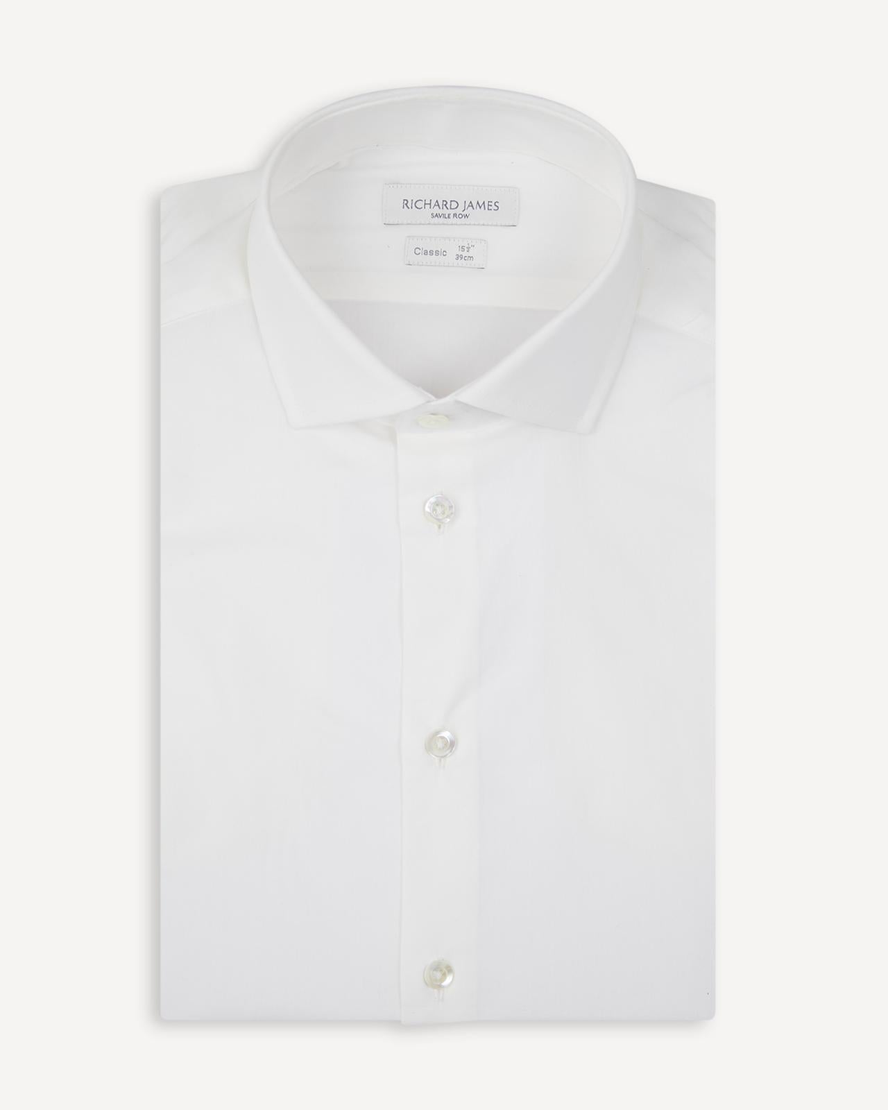 Richard James Tailored Fit Plain Poplin Shirt White-MALFORD OF LONDON SAVILE ROW MENSWEAR OUTLET