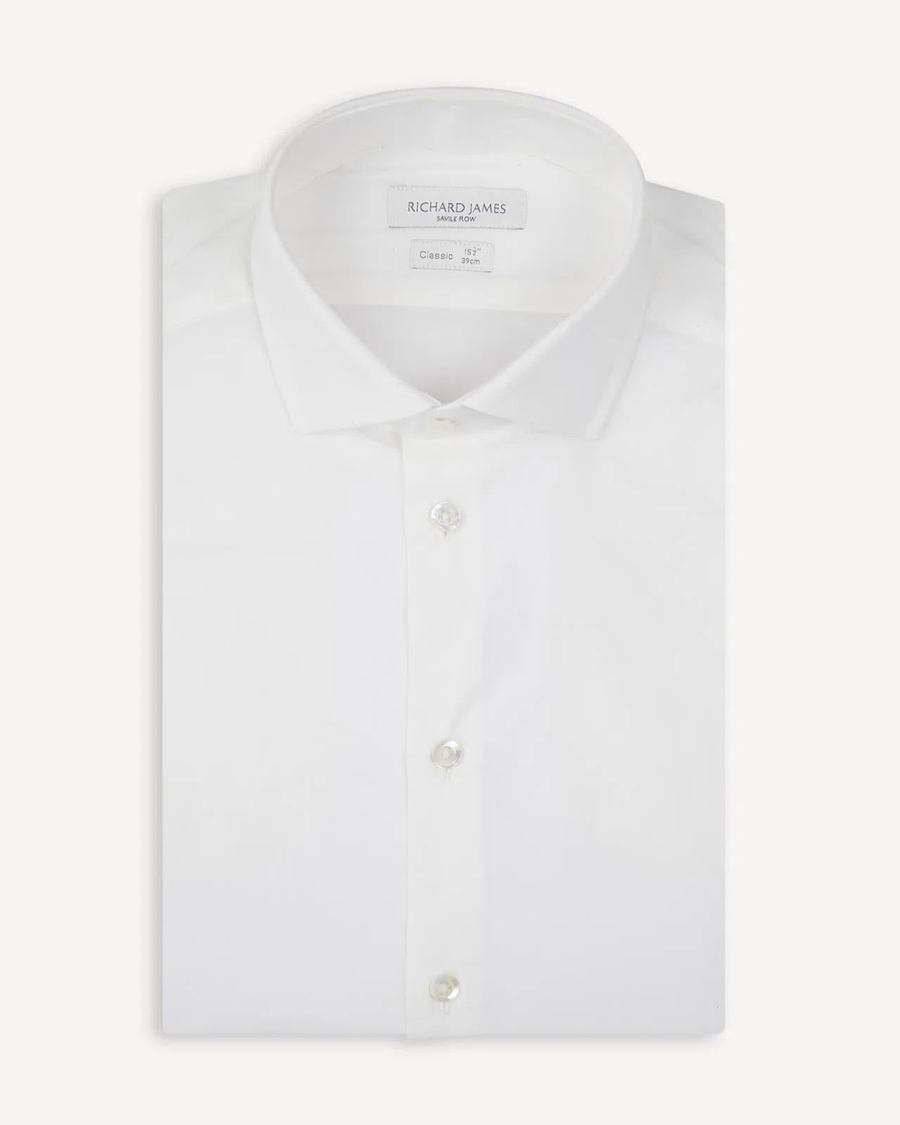 Richard James Tailored Fit Plain Poplin Shirt White-MALFORD OF LONDON SAVILE ROW MENSWEAR OUTLET