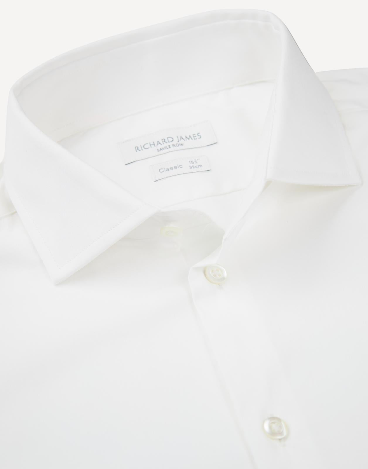 Richard James Tailored Fit Plain Poplin Stretch Shirt White-MALFORD OF LONDON SAVILE ROW MENSWEAR OUTLET