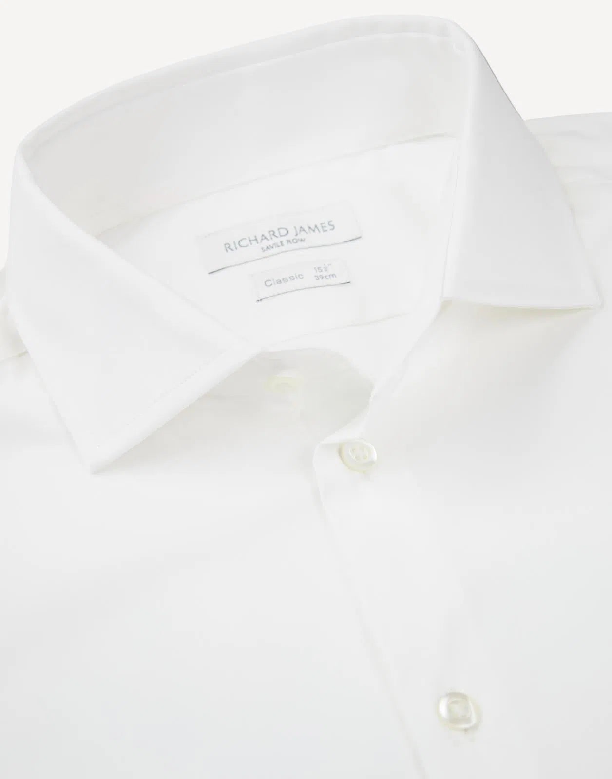 Richard James Tailored Fit Plain Poplin Stretch Shirt White-MALFORD OF LONDON SAVILE ROW MENSWEAR OUTLET