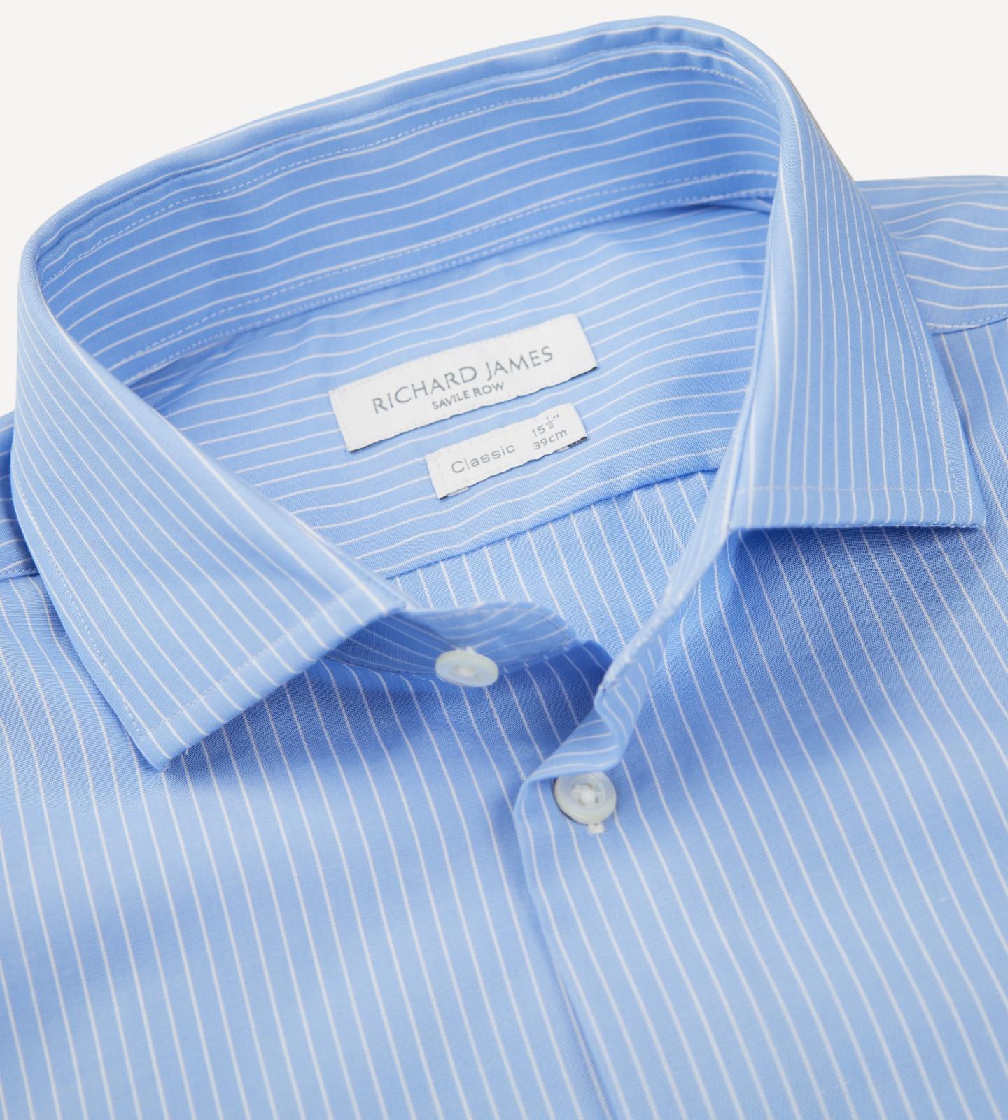 Richard James Tailored Fit Plain Shirt Blue/White-MALFORD OF LONDON SAVILE ROW MENSWEAR OUTLET