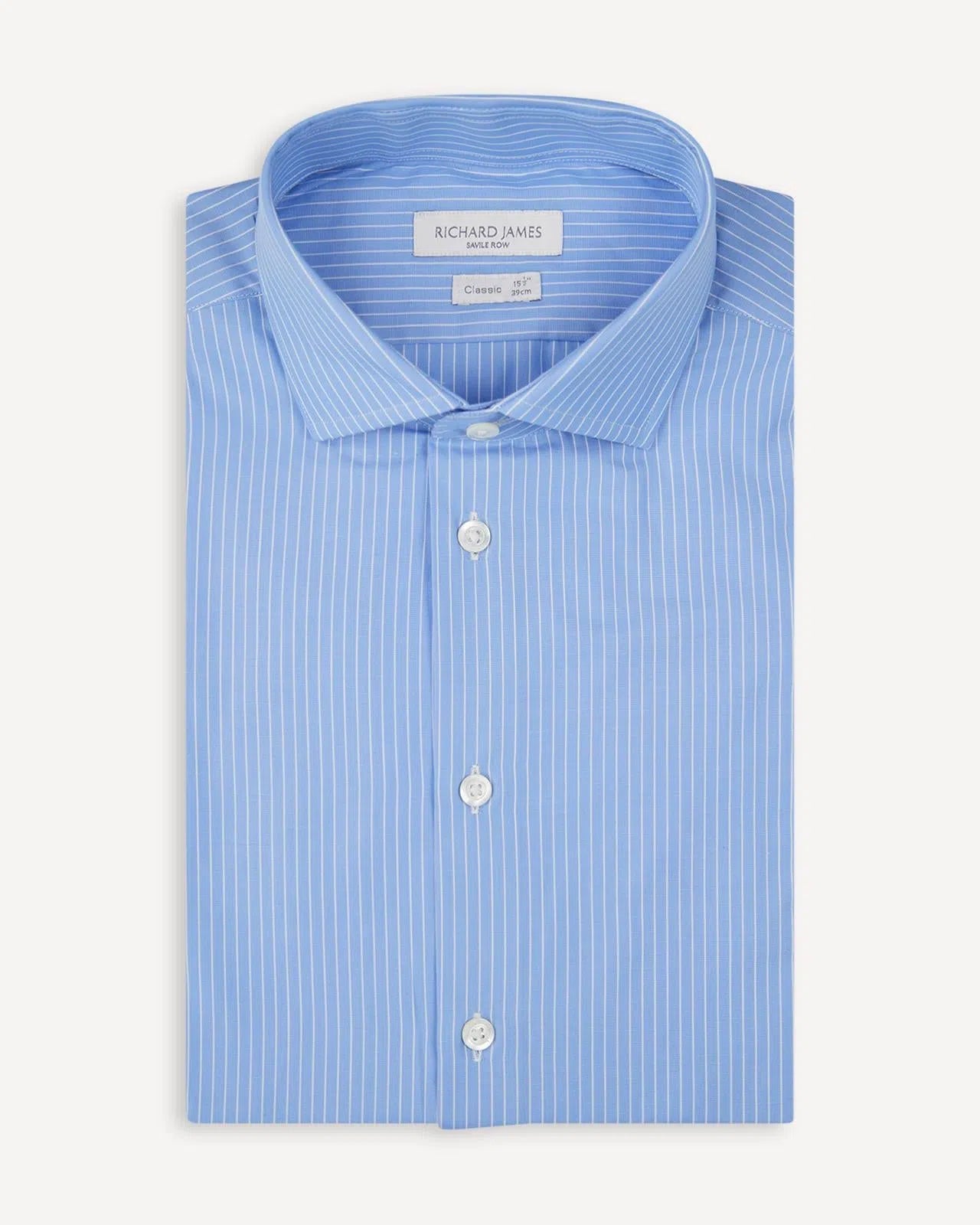 Richard James Tailored Fit Plain Shirt Blue/White-MALFORD OF LONDON SAVILE ROW MENSWEAR OUTLET