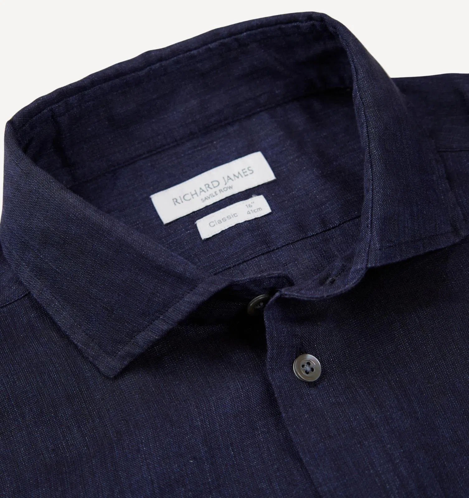 Richard James Tailored Fit Plain Shirt Dark Denim-MALFORD OF LONDON SAVILE ROW MENSWEAR OUTLET