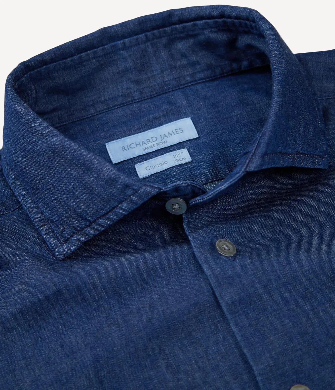 Richard James Tailored Fit Plain Shirt Denim-MALFORD OF LONDON SAVILE ROW MENSWEAR OUTLET