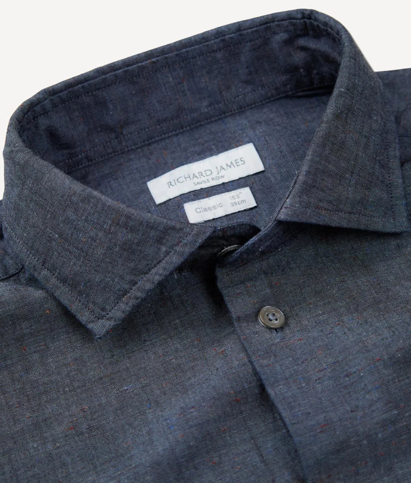 Richard James Tailored Fit Plain Shirt Grey Denim-MALFORD OF LONDON SAVILE ROW MENSWEAR OUTLET