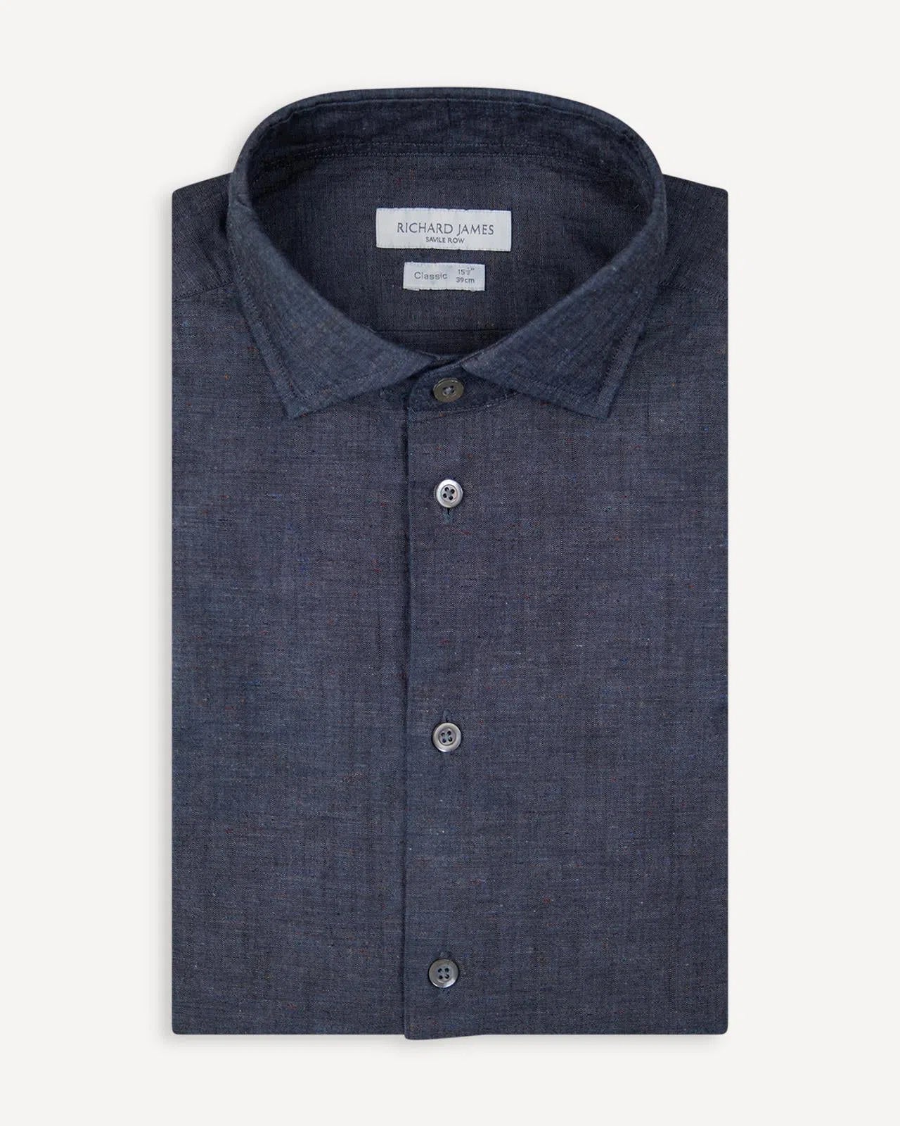 Richard James Tailored Fit Plain Shirt Grey Denim-MALFORD OF LONDON SAVILE ROW MENSWEAR OUTLET