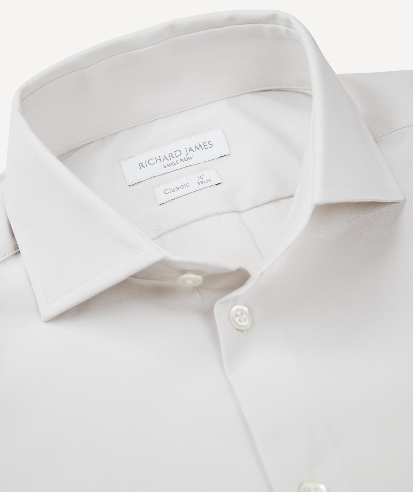 Richard James Tailored Fit Plain Shirt Ivory-MALFORD OF LONDON SAVILE ROW MENSWEAR OUTLET