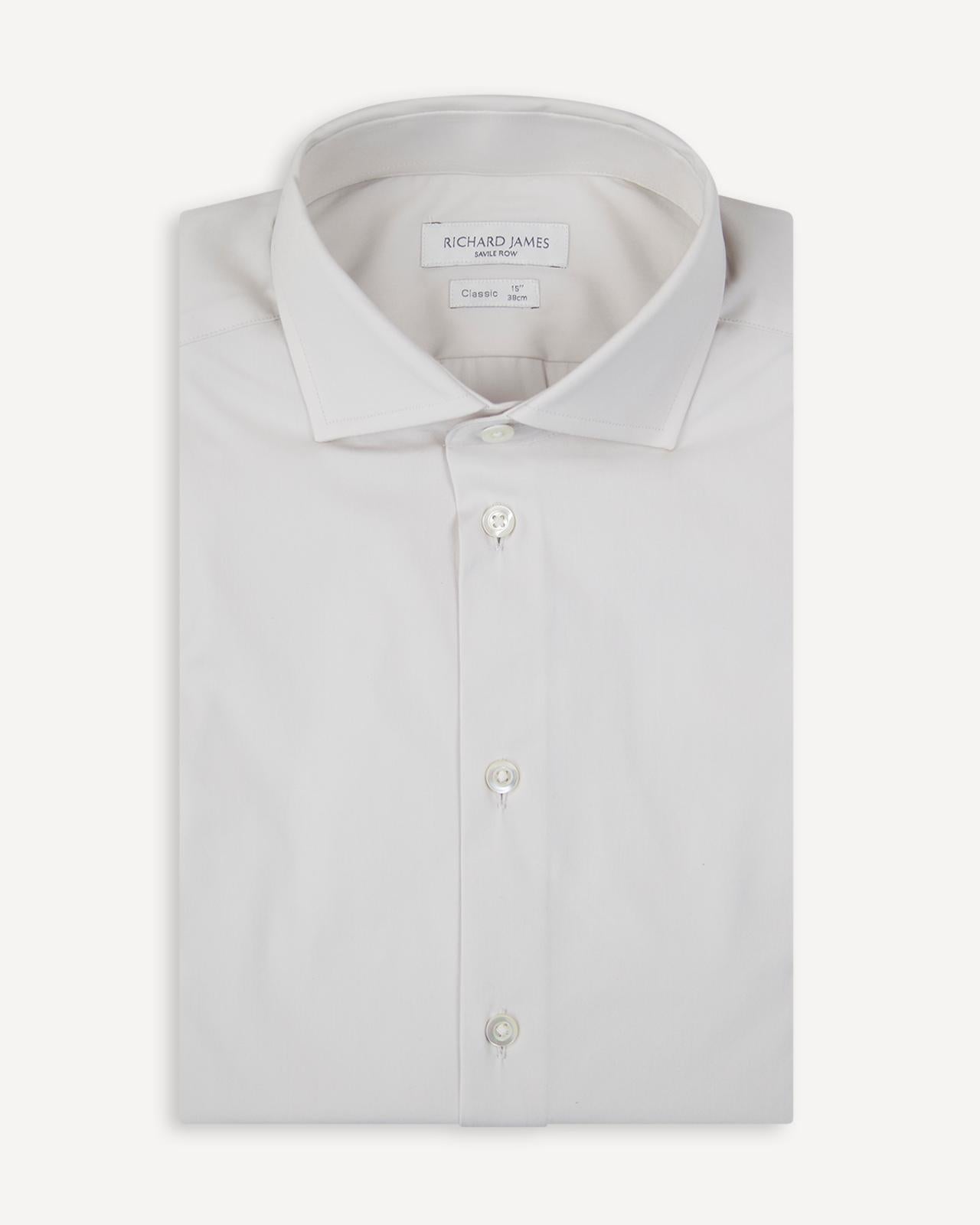 Richard James Tailored Fit Plain Shirt Ivory-MALFORD OF LONDON SAVILE ROW MENSWEAR OUTLET