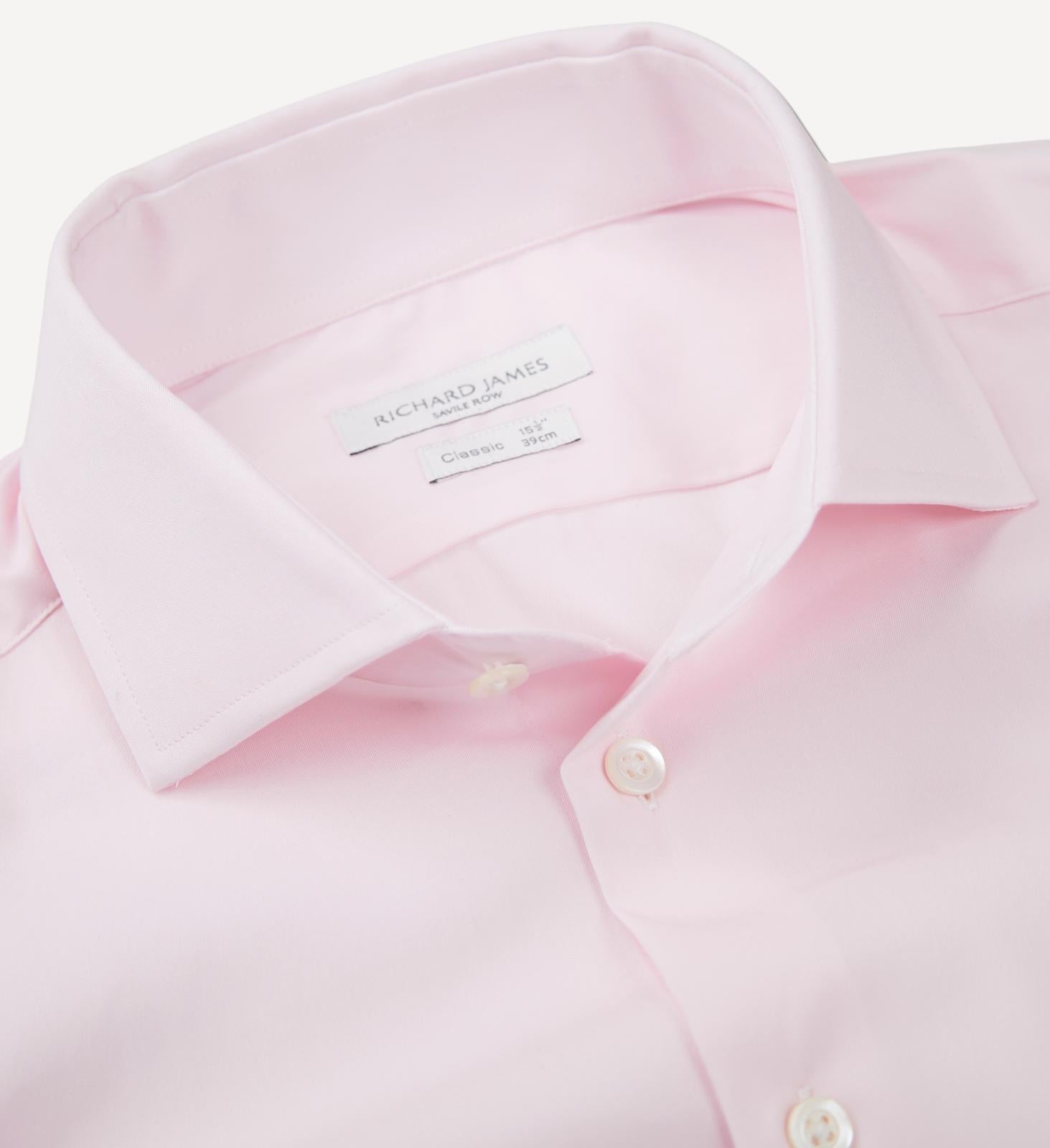 Richard James Tailored Fit Plain Shirt Pink-MALFORD OF LONDON SAVILE ROW MENSWEAR OUTLET