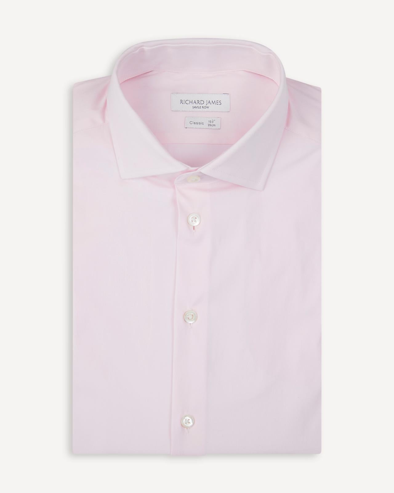 Richard James Tailored Fit Plain Shirt Pink-MALFORD OF LONDON SAVILE ROW MENSWEAR OUTLET