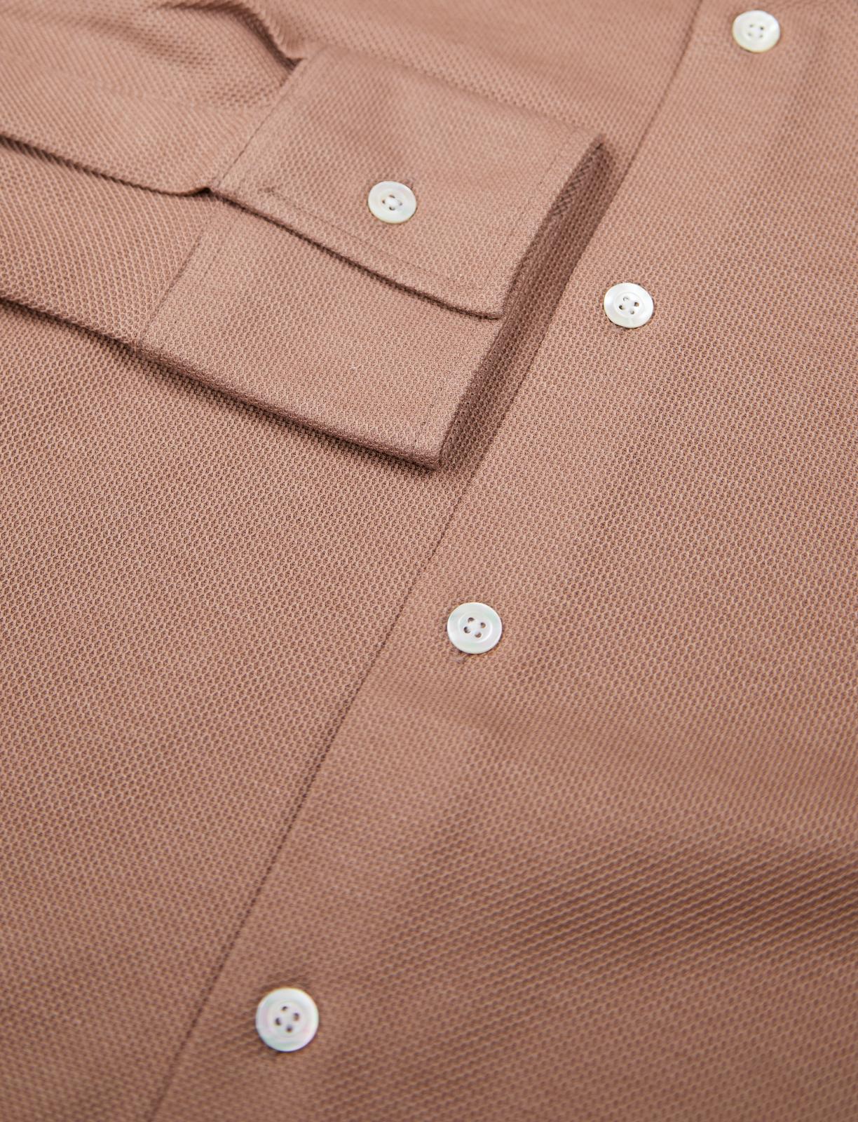 Richard James Tailored Fit Plain Textured Weave Shirt Beige-MALFORD OF LONDON SAVILE ROW MENSWEAR OUTLET