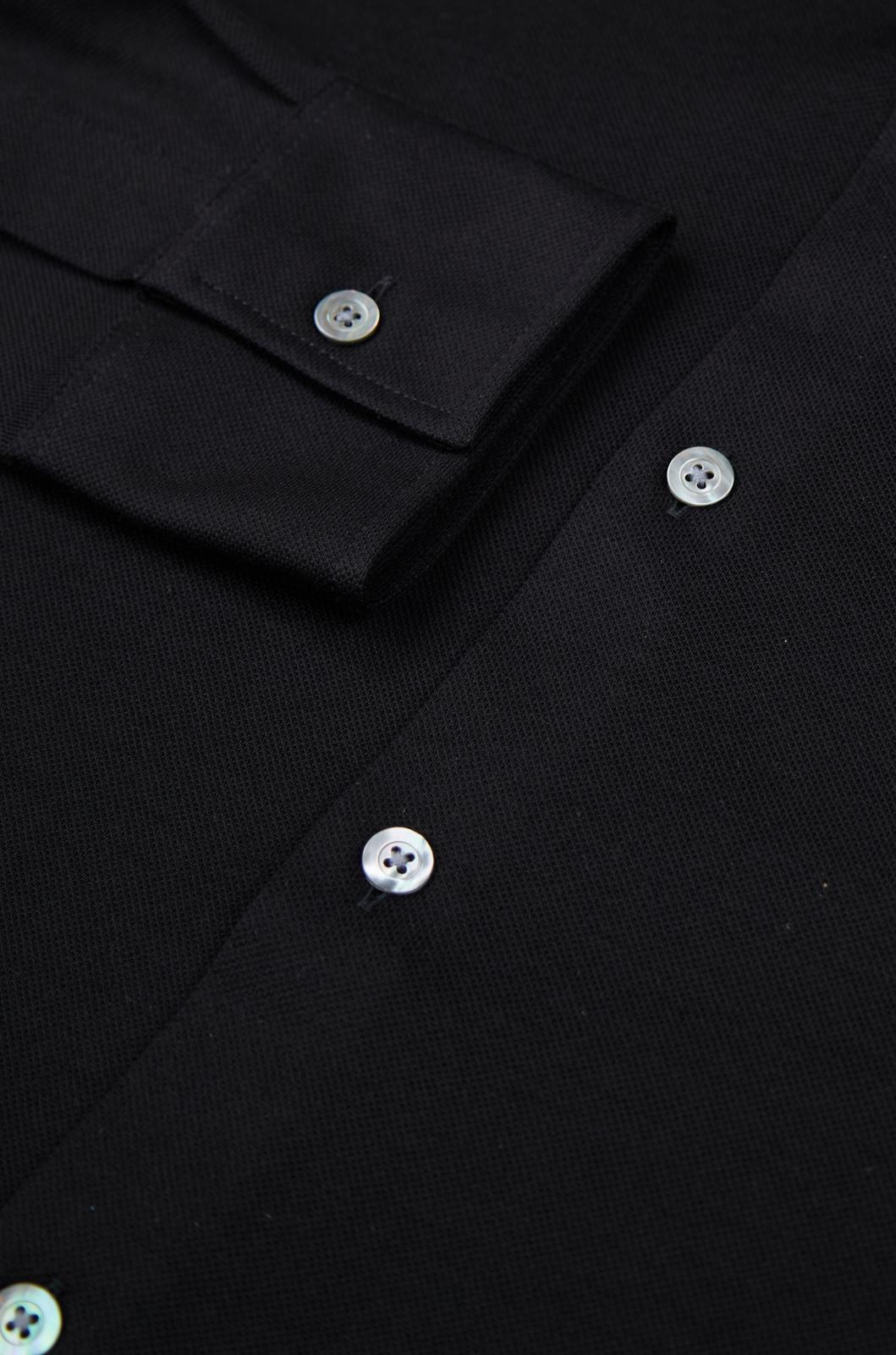 Richard James Tailored Fit Plain Textured Weave Shirt Black-MALFORD OF LONDON SAVILE ROW MENSWEAR OUTLET