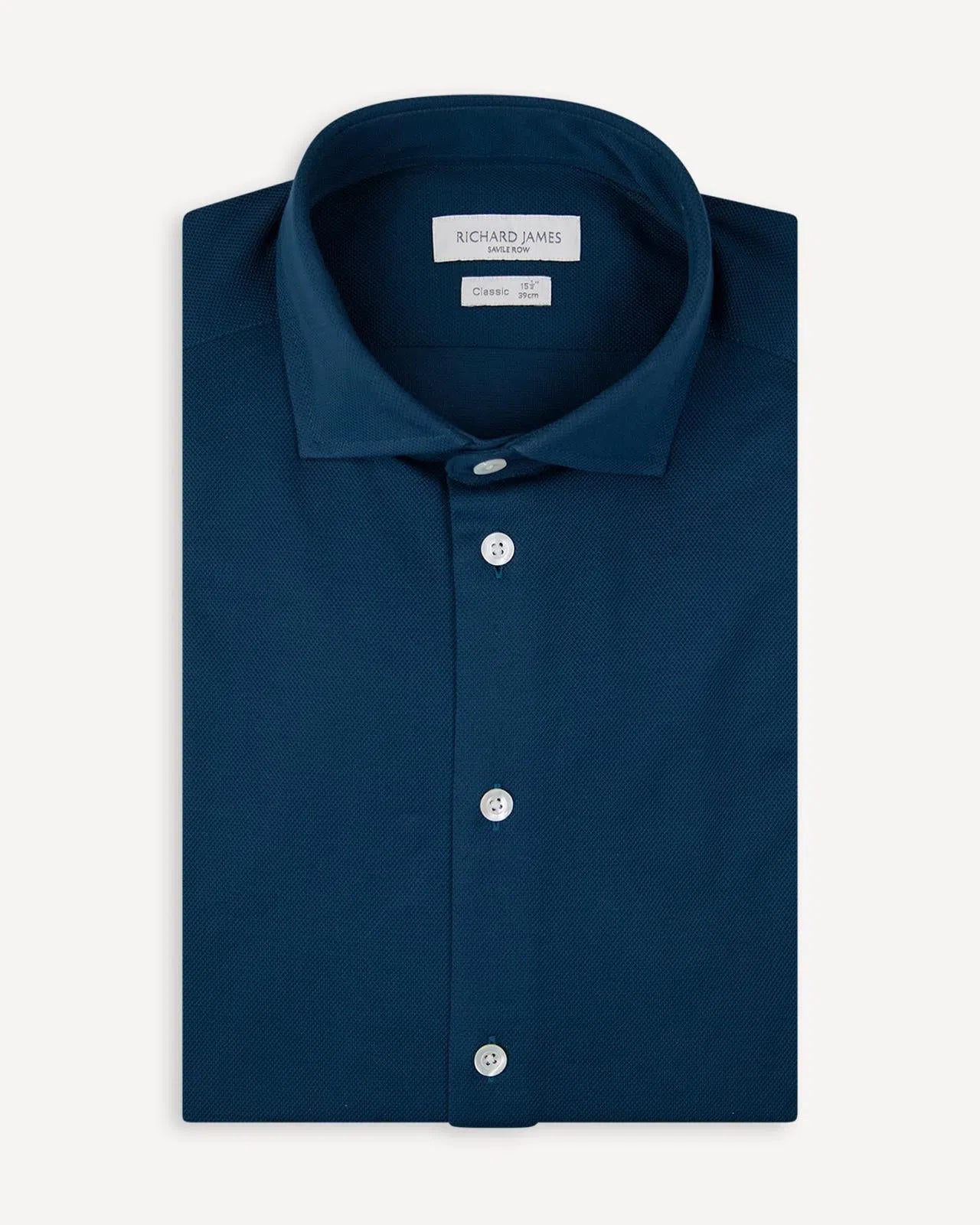 Richard James Tailored Fit Plain Textured Weave Shirt Navy-MALFORD OF LONDON SAVILE ROW MENSWEAR OUTLET