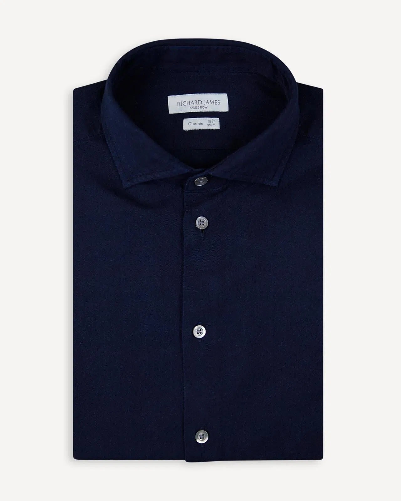 Richard James Tailored Fit Plain Twill Shirt Navy-MALFORD OF LONDON SAVILE ROW MENSWEAR OUTLET