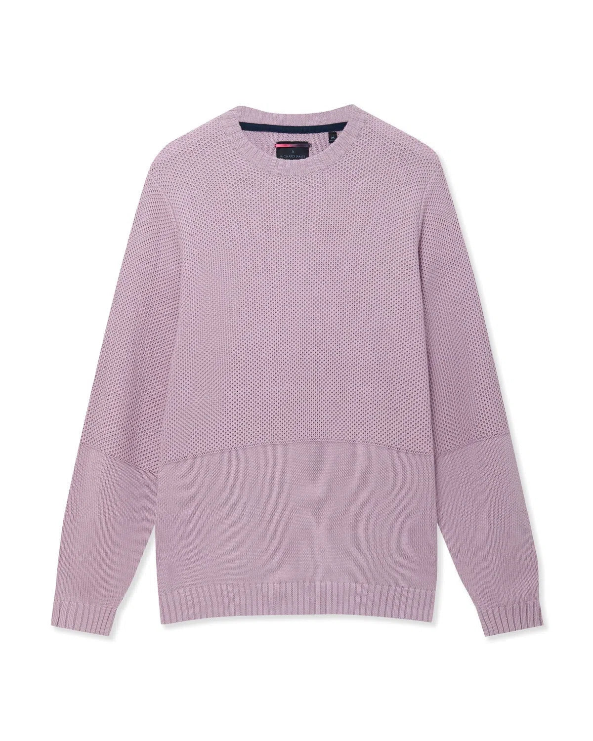 Richard James Textured Knit Crew Neck - Lilac-MALFORD OF LONDON SAVILE ROW MENSWEAR OUTLET