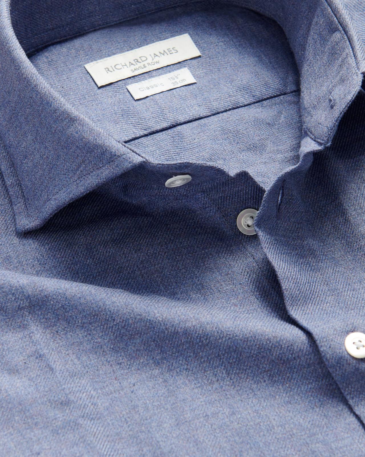 Richard James Twill Shirt Mid Blue-MALFORD OF LONDON SAVILE ROW MENSWEAR OUTLET