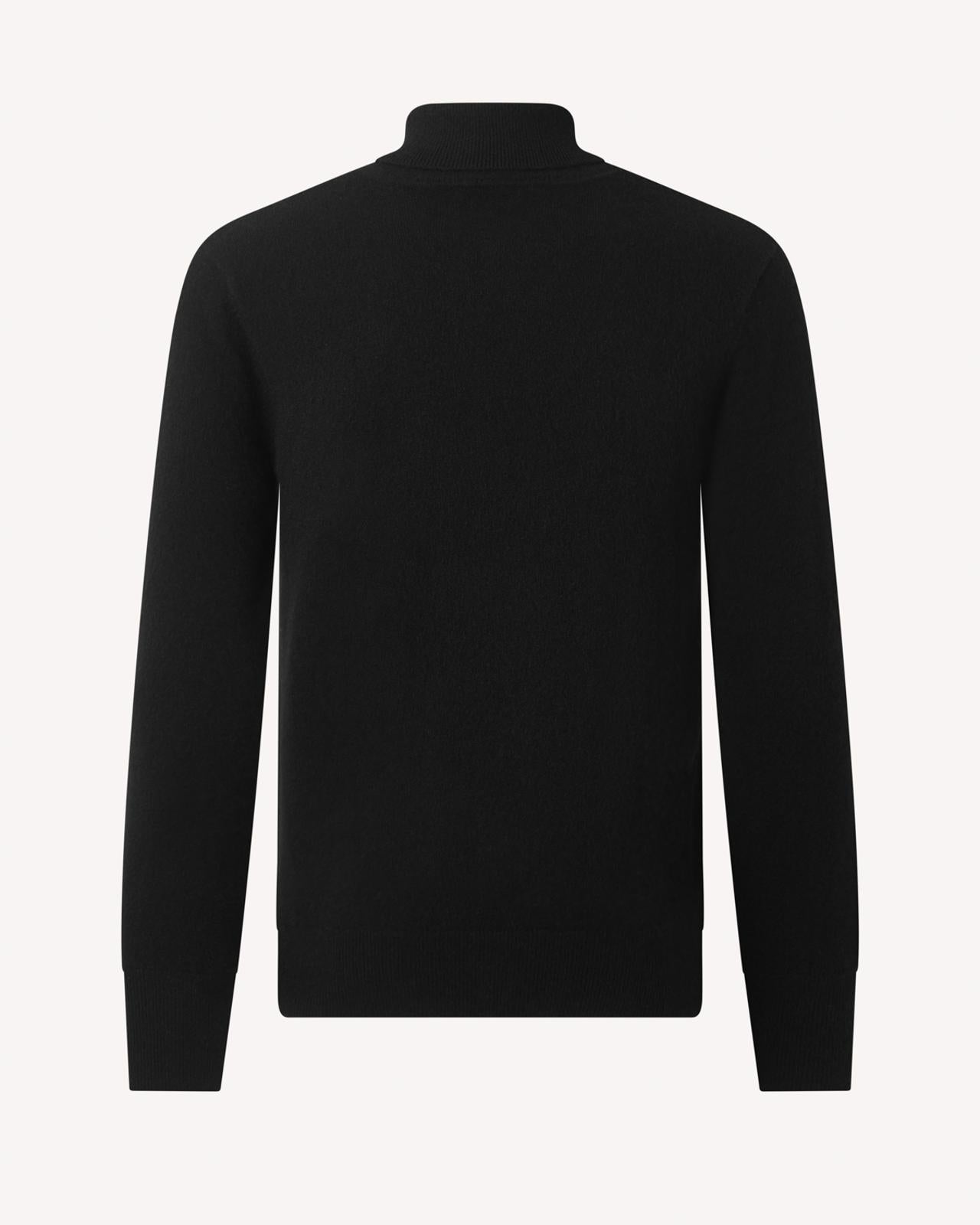 Roll Neck Black Cashmere Jumper-MALFORD OF LONDON SAVILE ROW MENSWEAR OUTLET