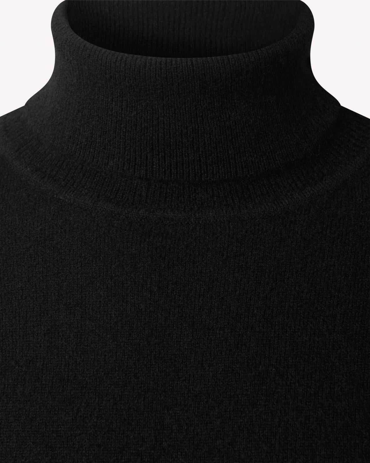 Roll Neck Black Cashmere Jumper-MALFORD OF LONDON SAVILE ROW MENSWEAR OUTLET